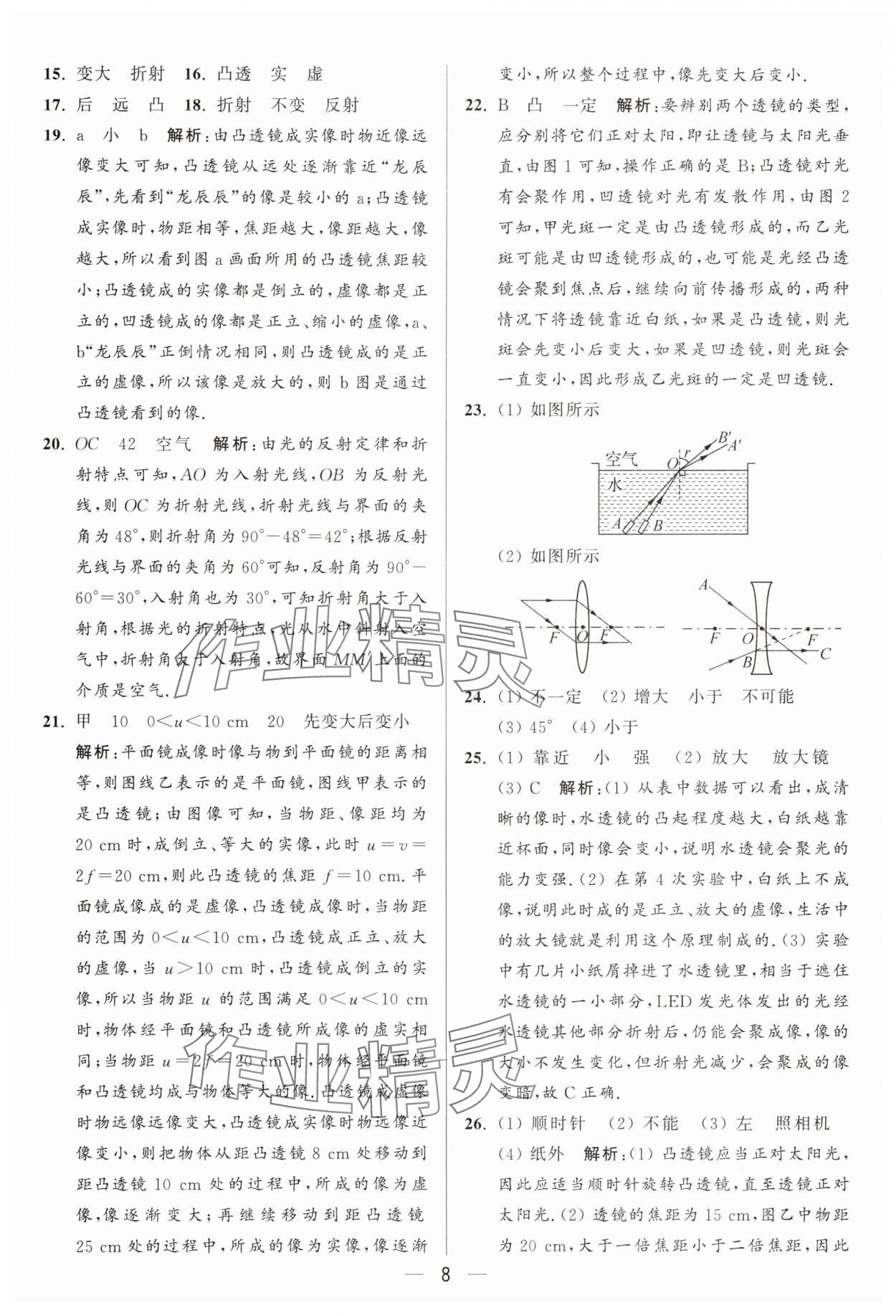 2025年亮點(diǎn)給力大試卷八年級(jí)物理上冊(cè)蘇科版 參考答案第8頁(yè)