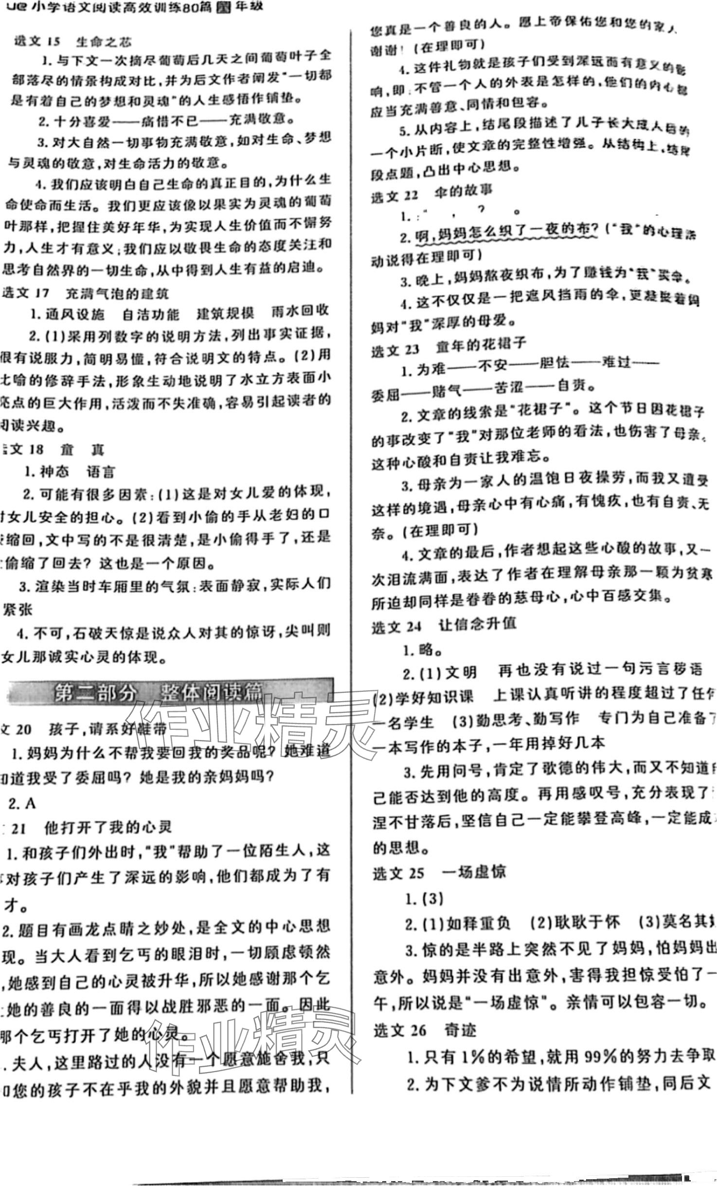 2024年木頭馬閱讀高效訓(xùn)練80篇六年級(jí)語(yǔ)文 第2頁(yè)