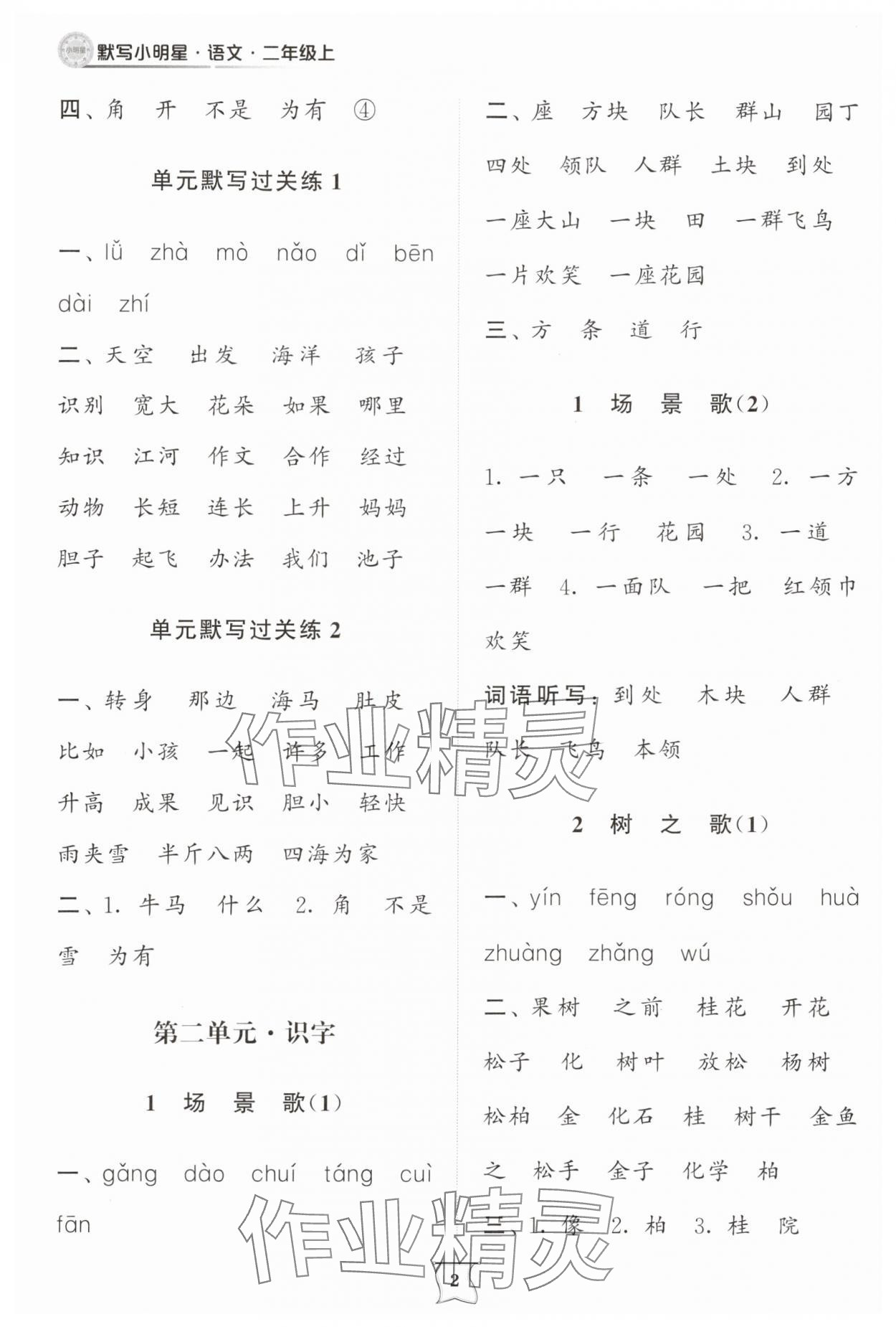 2025年默写小明星二年级语文上册人教版 第2页