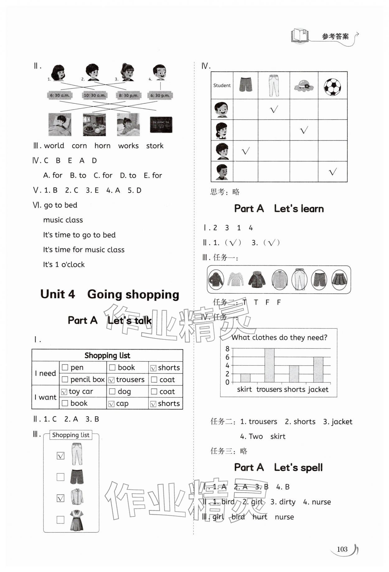 2026年同步练习册山东科学技术出版社四年级英语下册人教版&nbsp;参考答案第5页