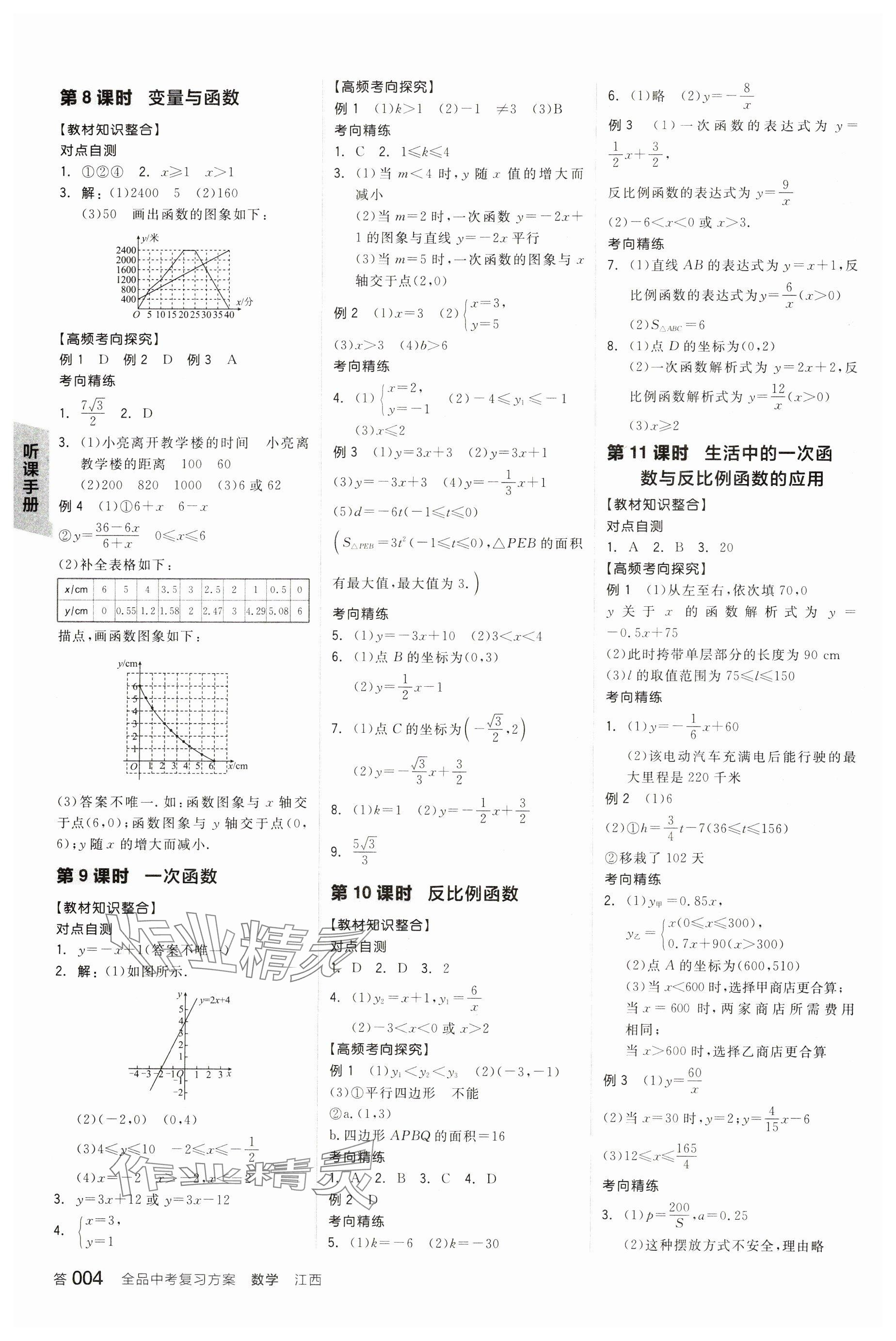 2024年全品中考復習方案數學江西專版 參考答案第5頁