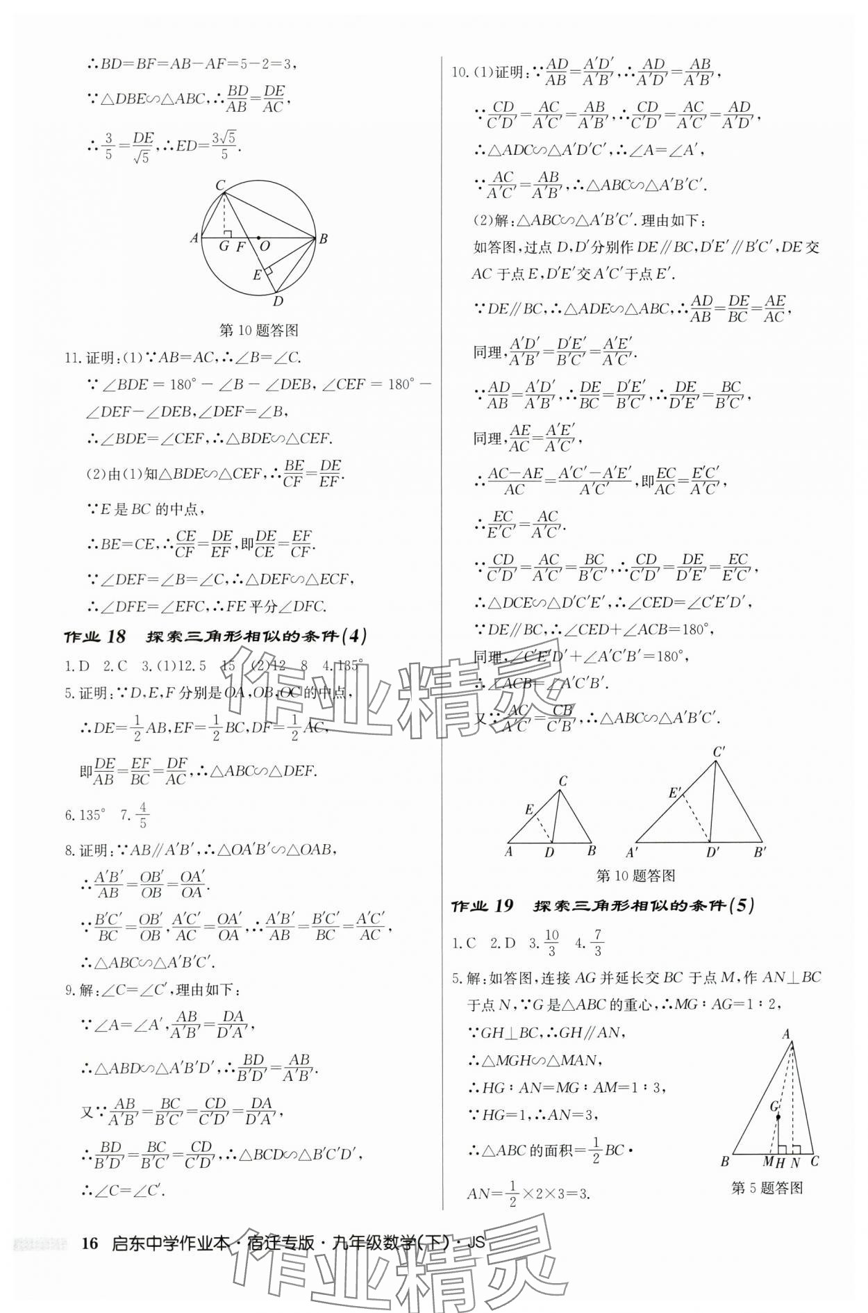 2024年啟東中學(xué)作業(yè)本九年級(jí)數(shù)學(xué)下冊(cè)蘇科版宿遷專(zhuān)版 第16頁(yè)