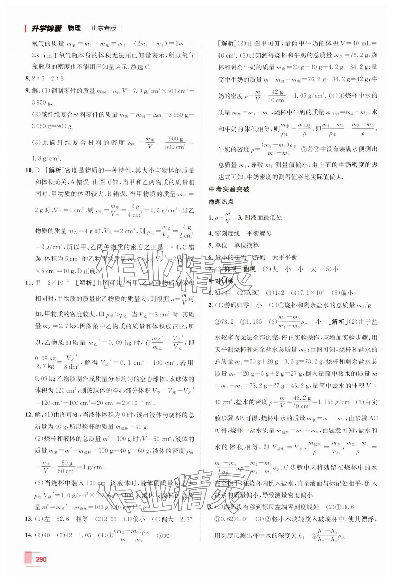 2025年升学锦囊物理山东专版 参考答案第10页