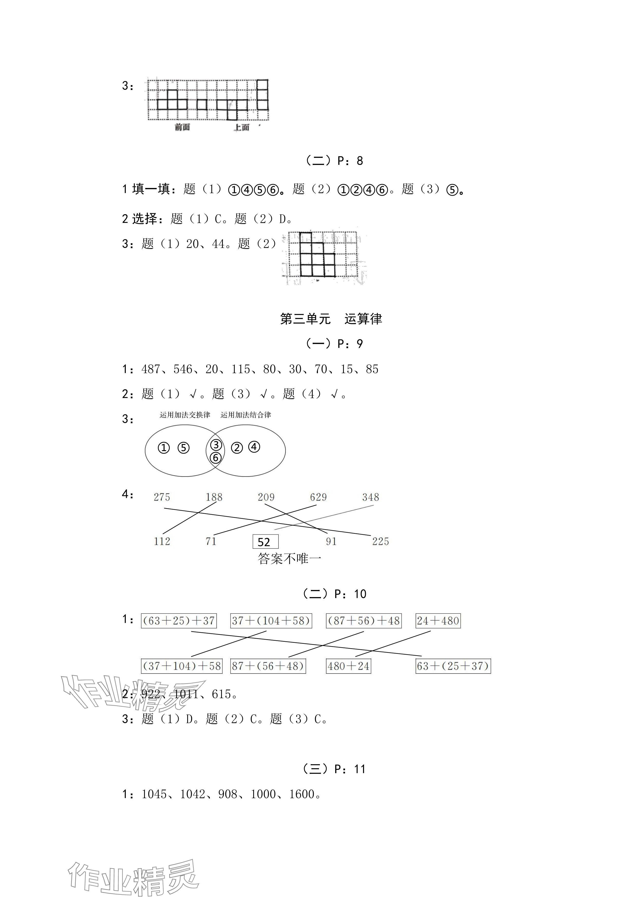 2024年新課標(biāo)學(xué)習(xí)方法指導(dǎo)叢書四年級(jí)數(shù)學(xué)下冊(cè)人教版 參考答案第4頁(yè)