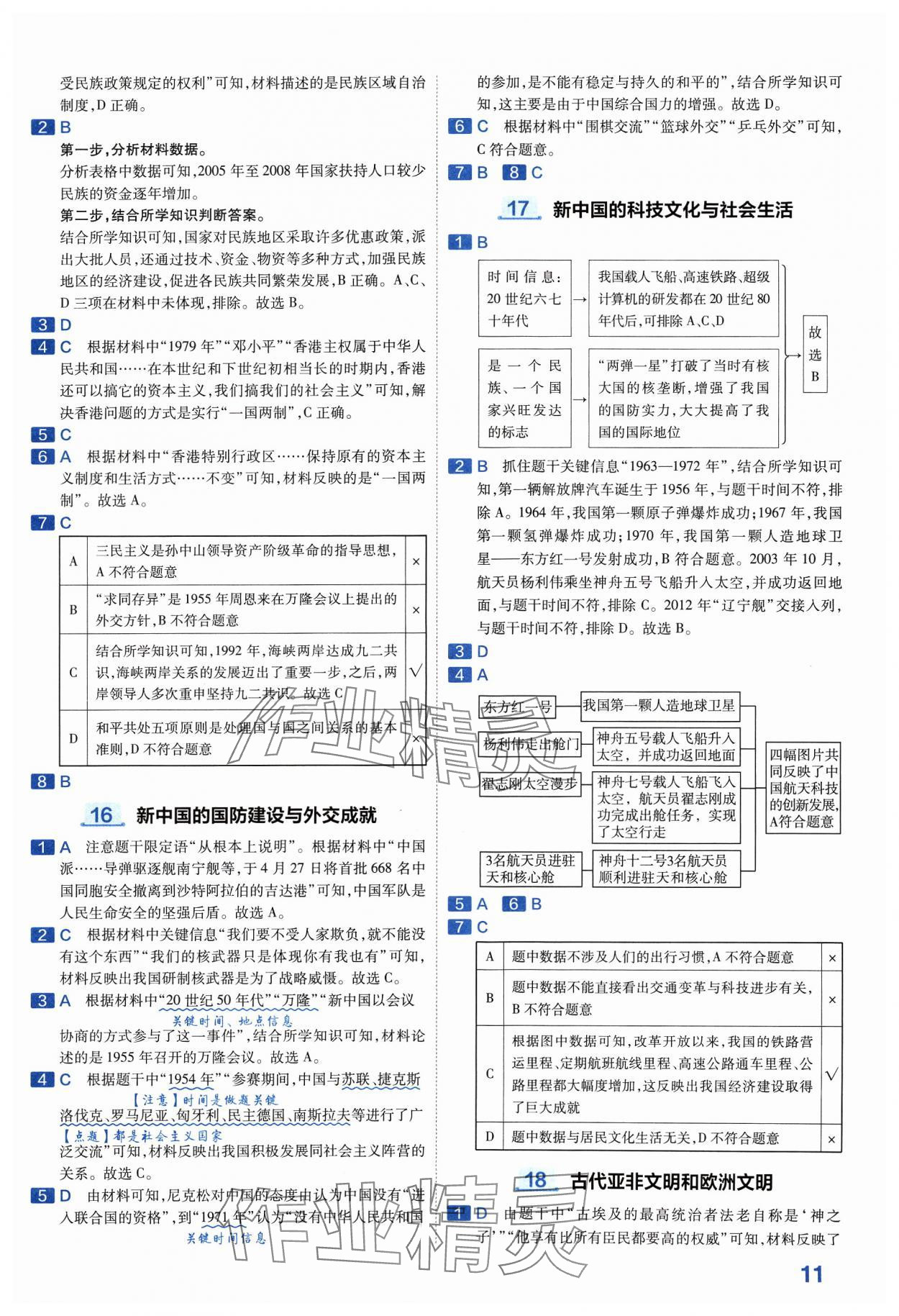 2024年金考卷中考45套匯編歷史山西專版紫色封面 參考答案第11頁