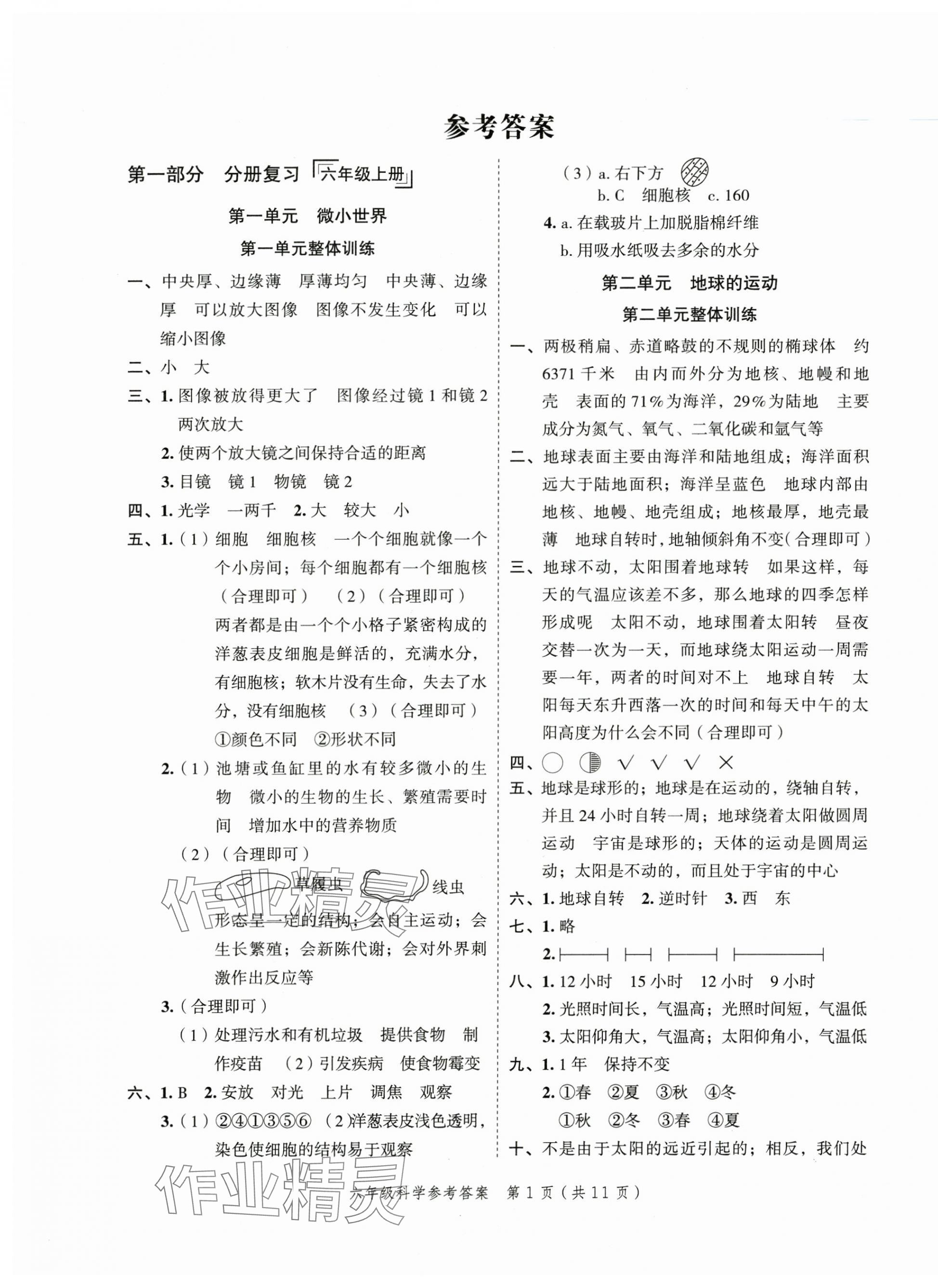 2025年名師面對面小考滿分特訓方案科學 參考答案第2頁