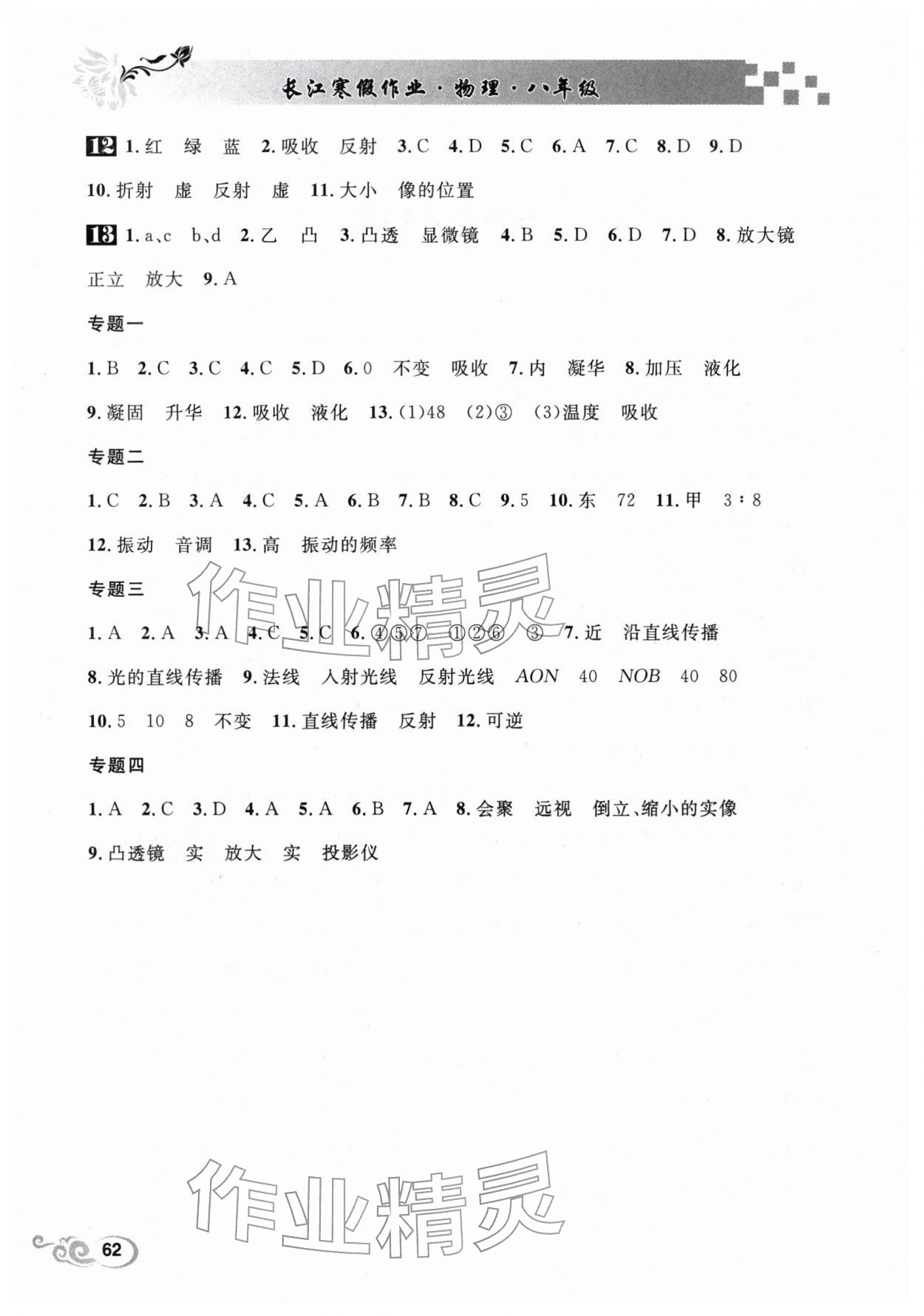 2026年长江寒假作业崇文书局八年级物理北师大版&nbsp;第2页