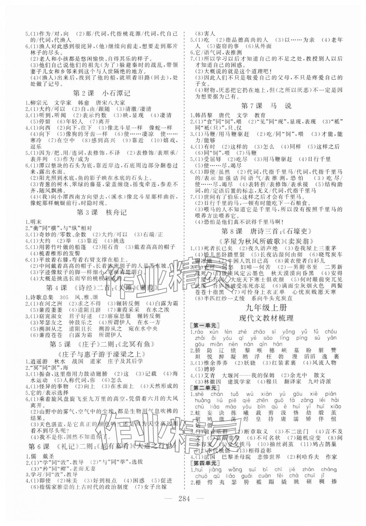 2025年新中考集訓(xùn)中考總復(fù)習(xí)語文人教版&nbsp;參考答案第5頁