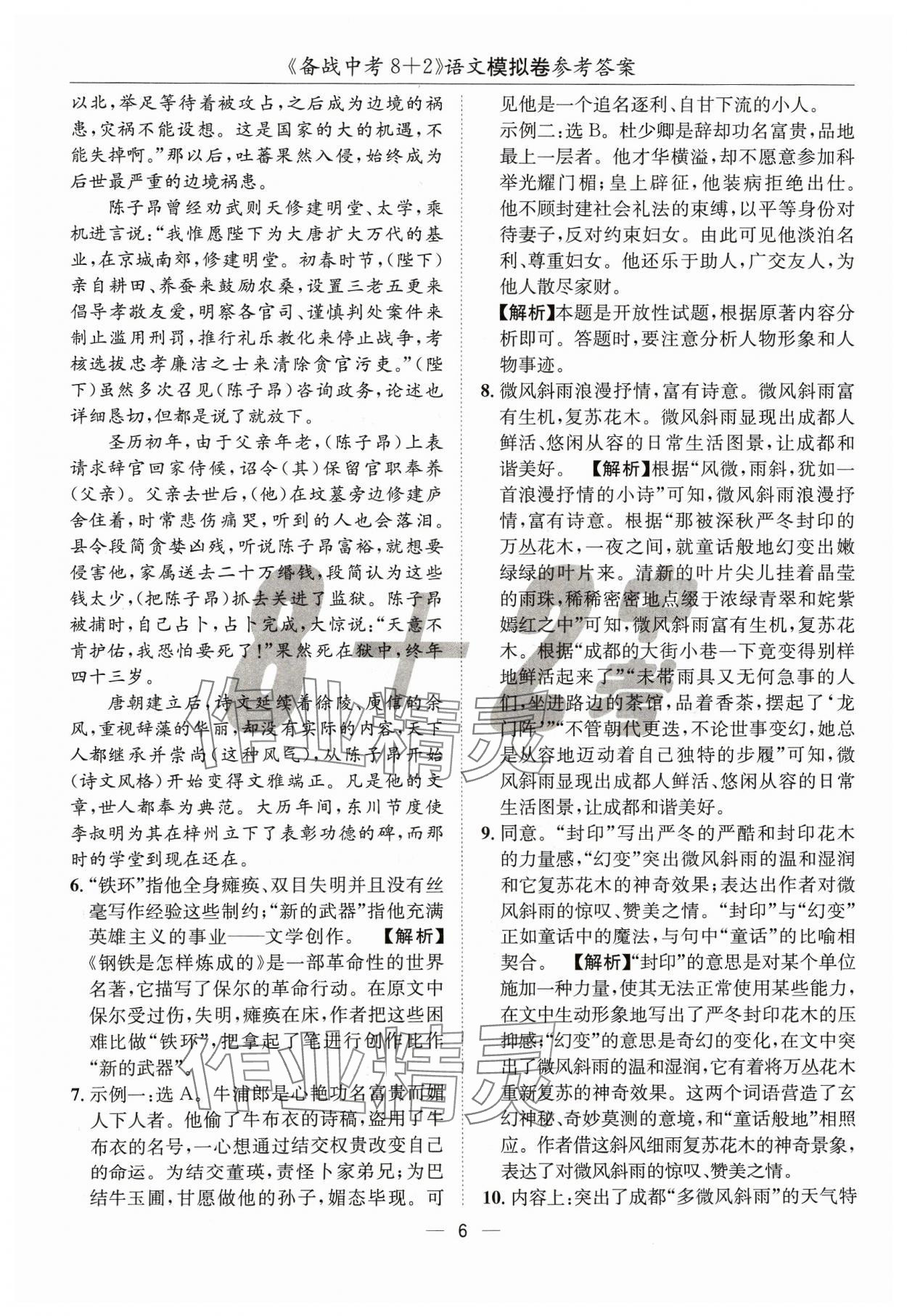2024年中考密卷8加2語文 第6頁