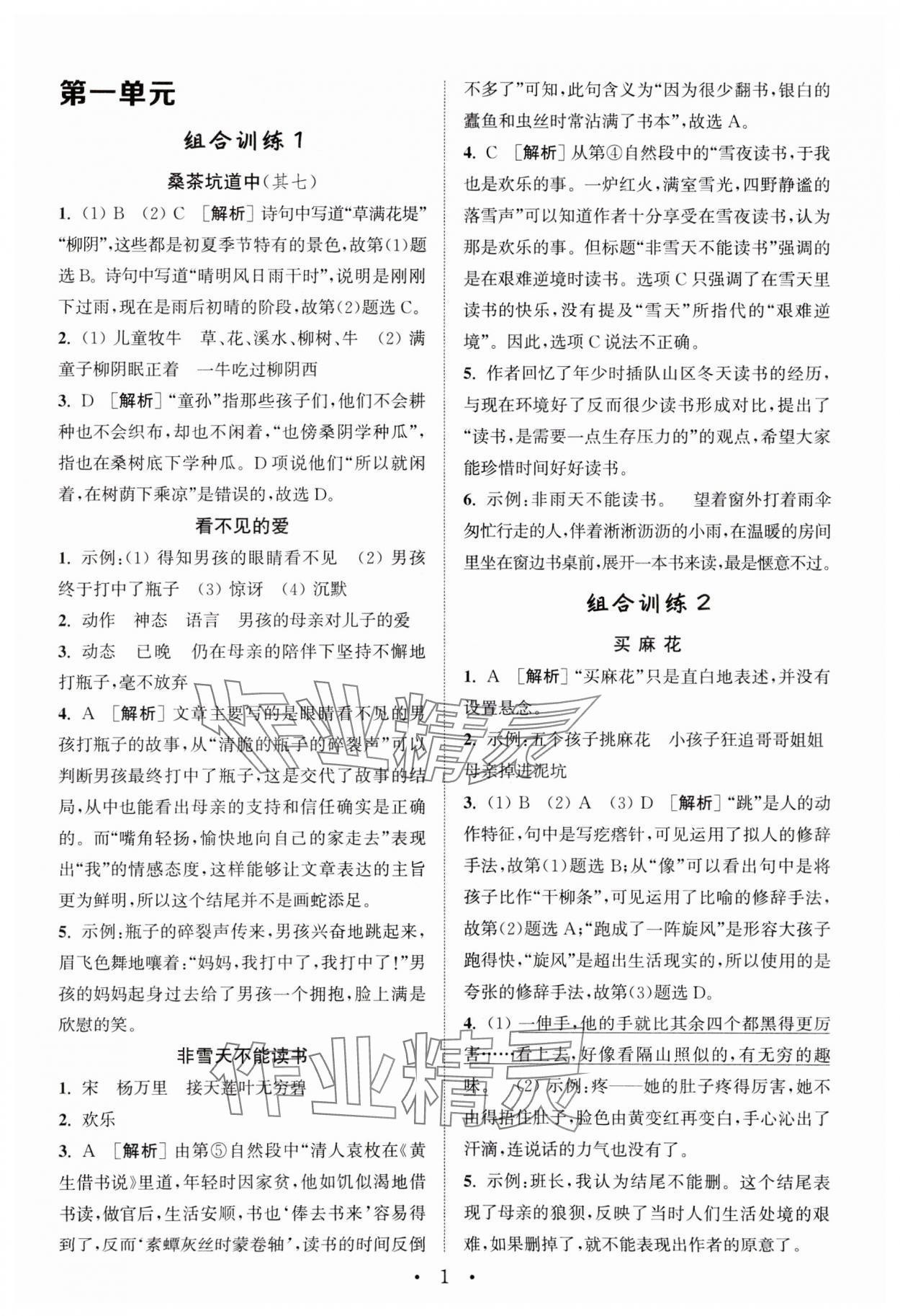 2024年通城學典小學語文閱讀與寫作組合訓練五年級下冊通用版 第1頁