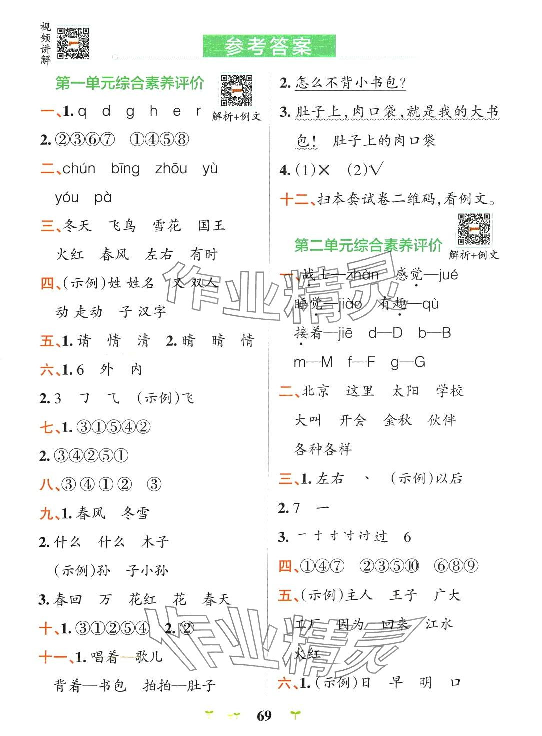 2024年小學學霸沖A卷一年級語文下冊人教版 第1頁