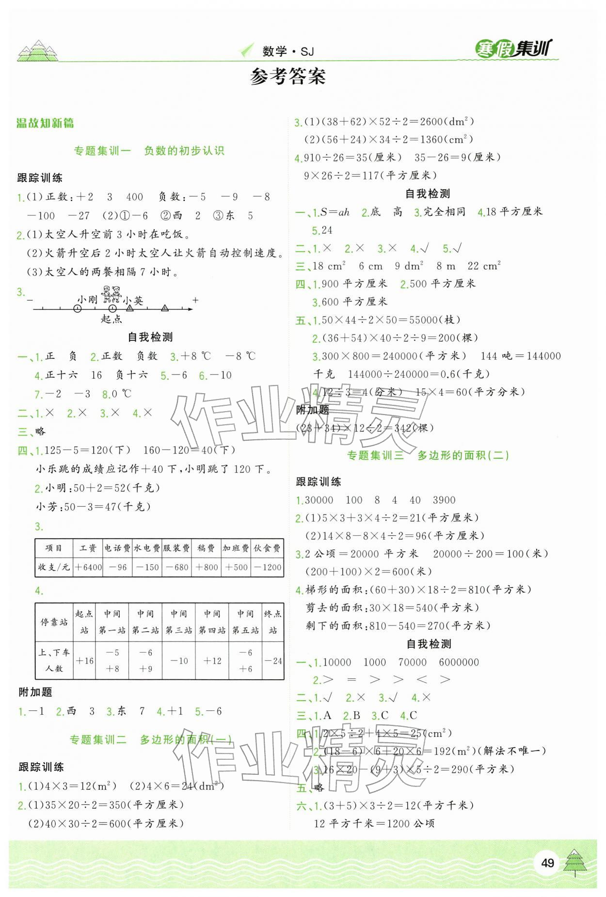 2026年寒假集訓(xùn)合肥工業(yè)大學(xué)出版社五年級數(shù)學(xué)蘇教版&nbsp;第1頁