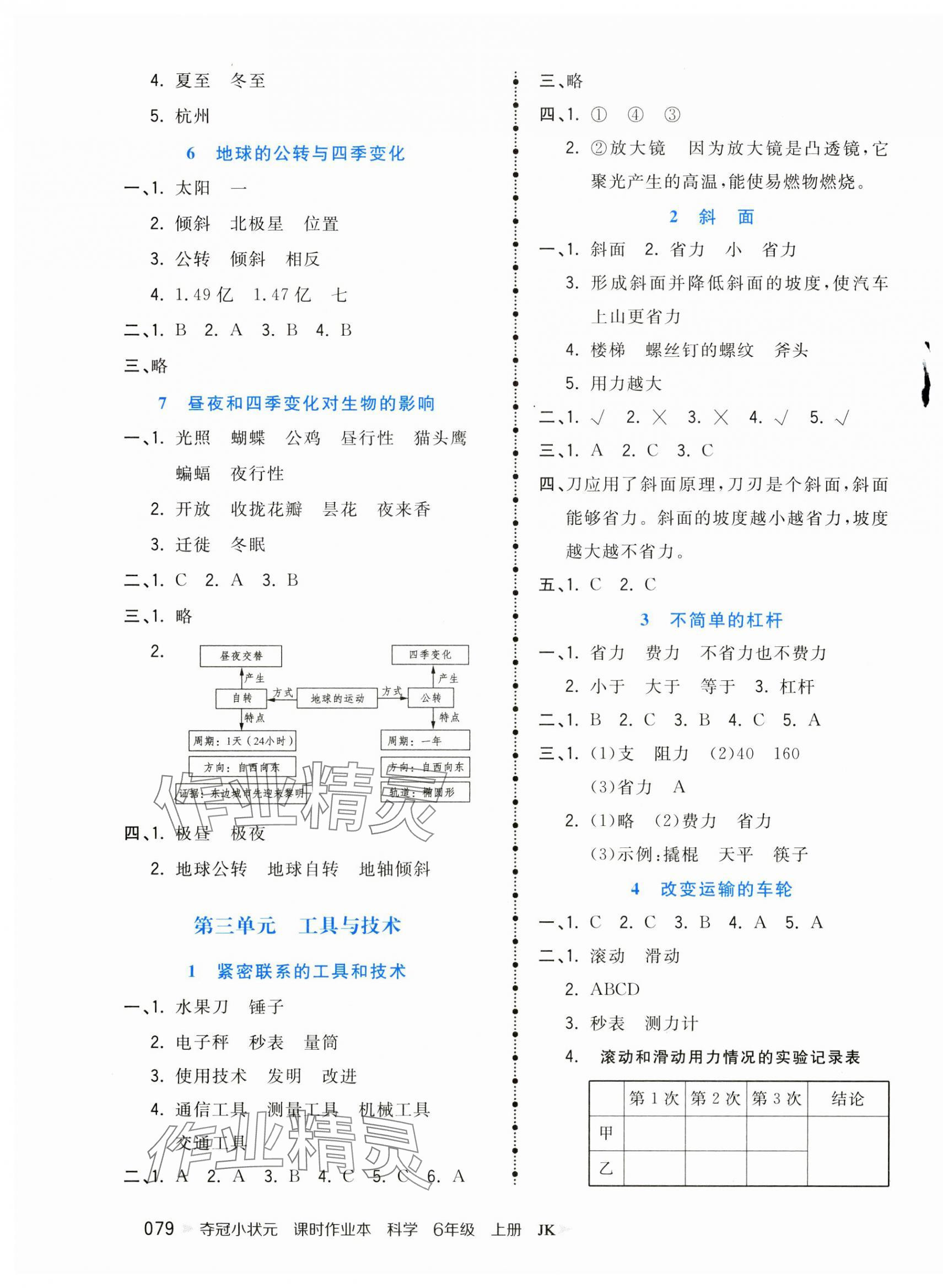 2024年奪冠小狀元課時(shí)作業(yè)本六年級(jí)科學(xué)上冊(cè)教科版 第3頁(yè)