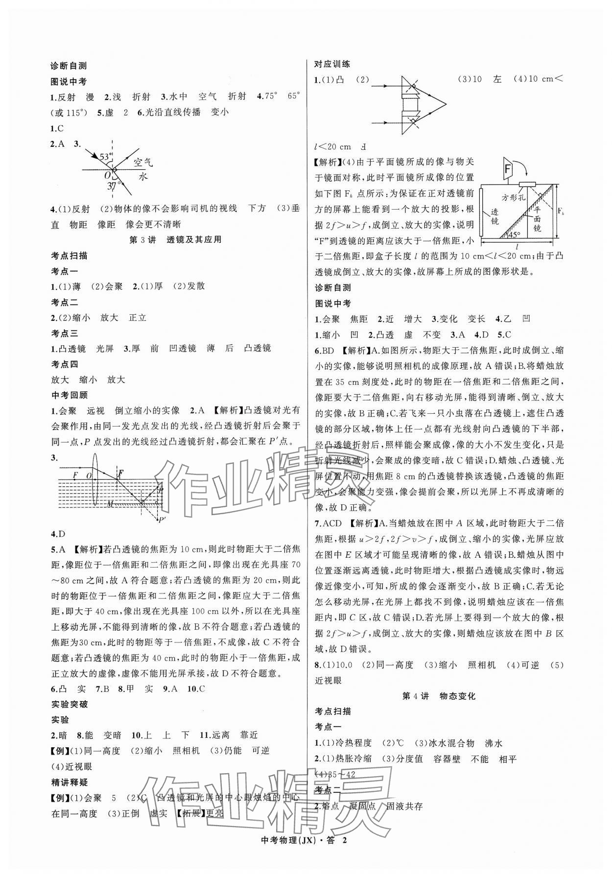 2024年名師面對(duì)面中考滿分特訓(xùn)方案物理江西專版 參考答案第2頁(yè)