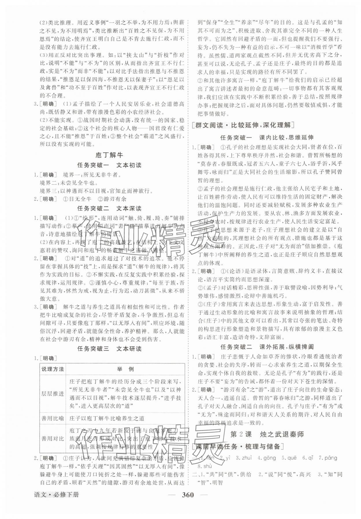 2024年高中同步創(chuàng)新課堂優(yōu)化方案高中語文必修下冊人教版 參考答案第3頁