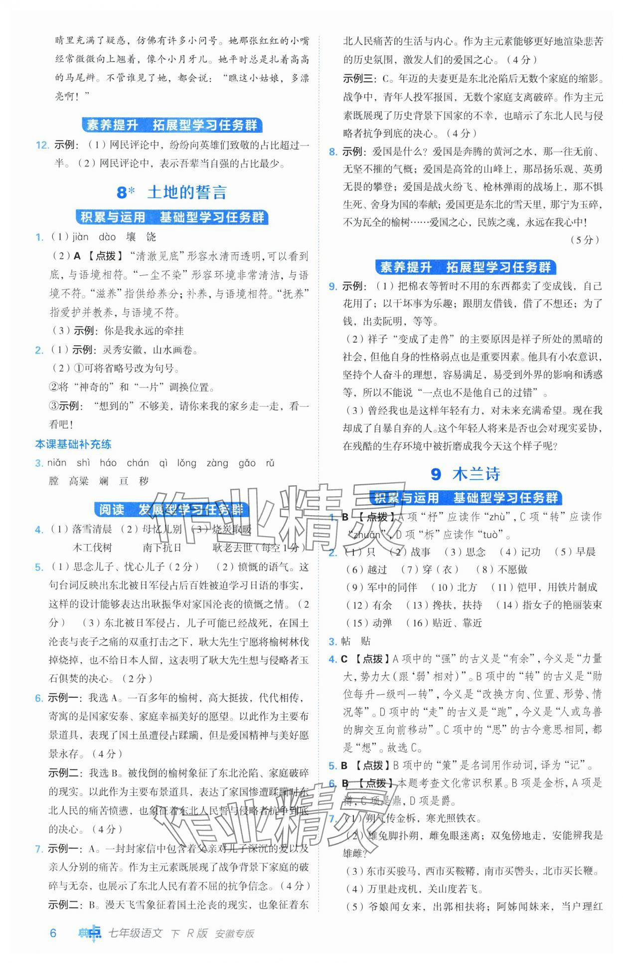 2025年綜合應(yīng)用創(chuàng)新題典中點(diǎn)七年級(jí)語文下冊人教版安徽專版 第6頁