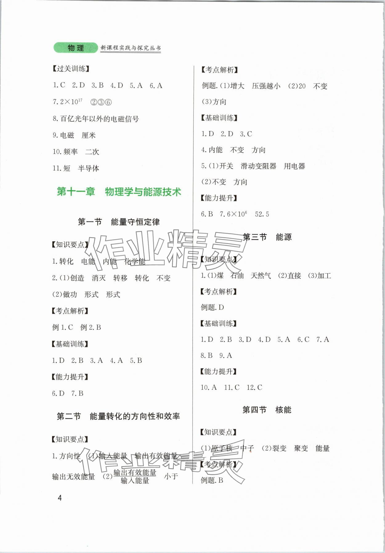 2024年新课程实践与探究丛书九年级物理下册教科版 第4页