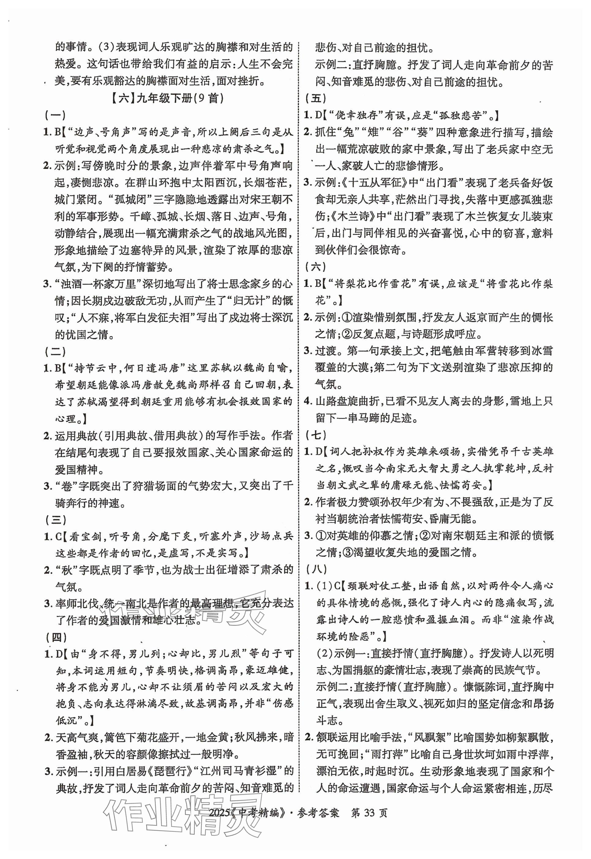 2025年中考精編語文廣東經濟出版社 參考答案第33頁