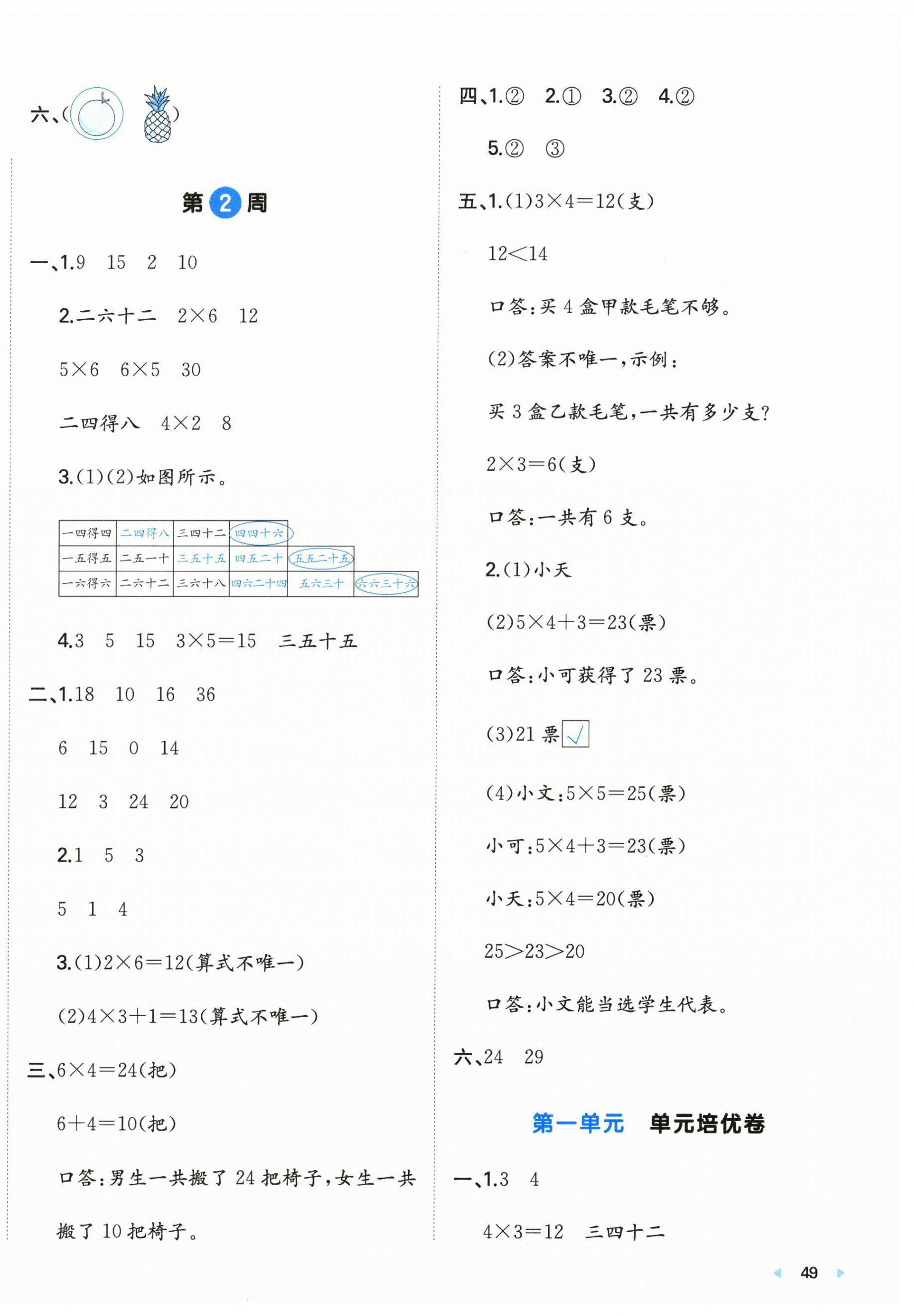 2026年一本周末小测卷二年级数学上册苏教版&nbsp;第2页