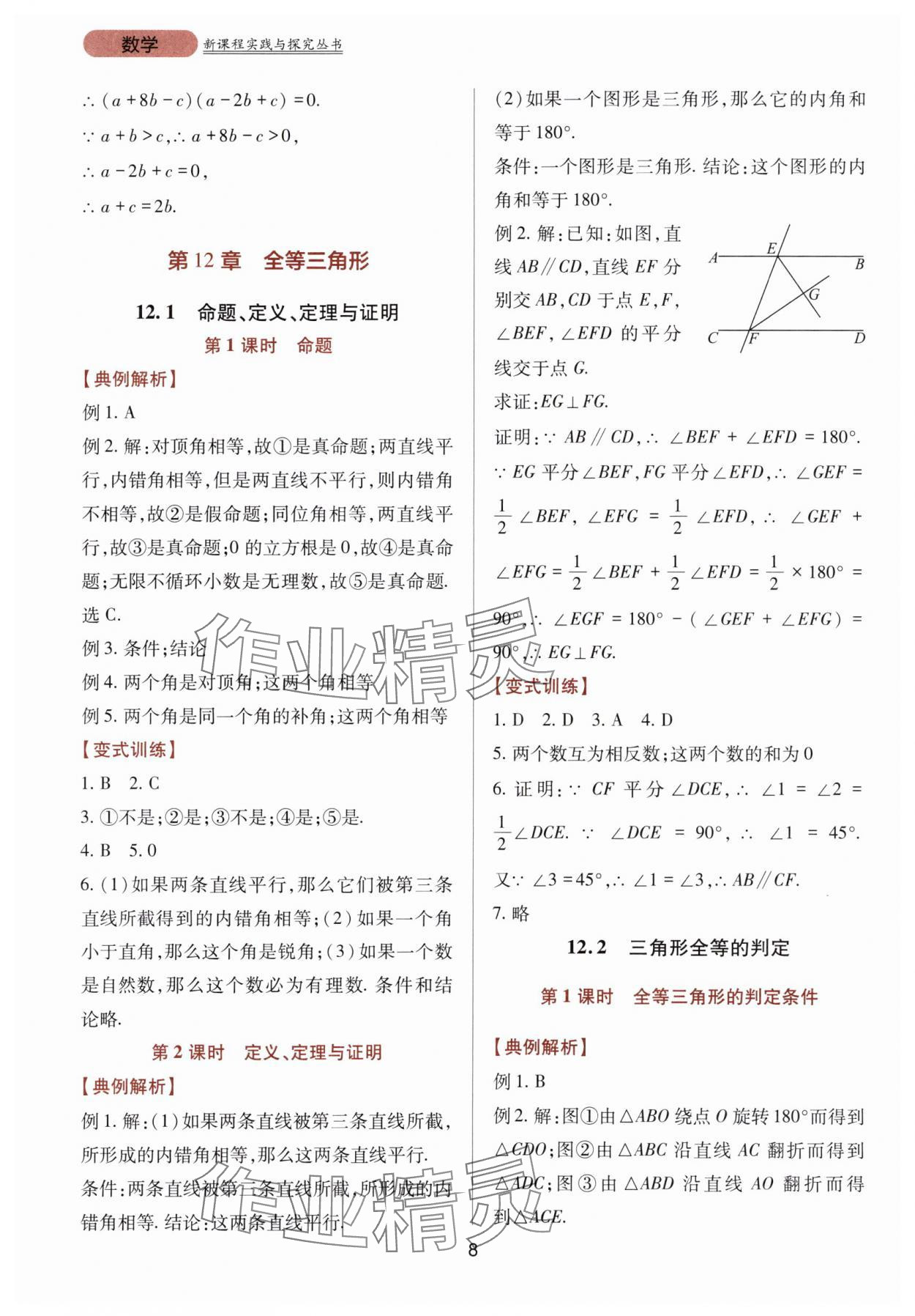 2025年新课程实践与探究丛书八年级数学上册华师大版 第8页
