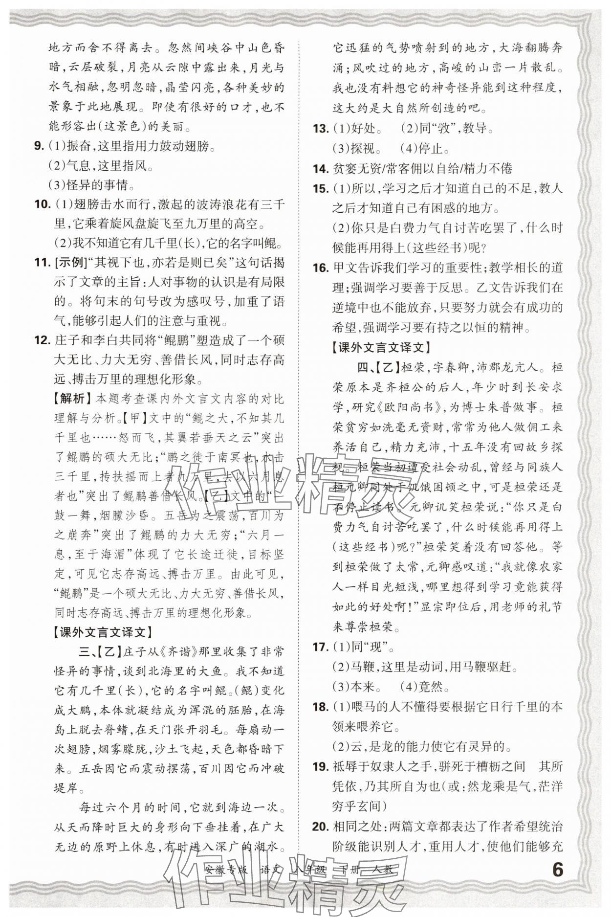 2025年王朝霞各地期末试卷精选八年级语文下册人教版安徽专版 参考答案第6页