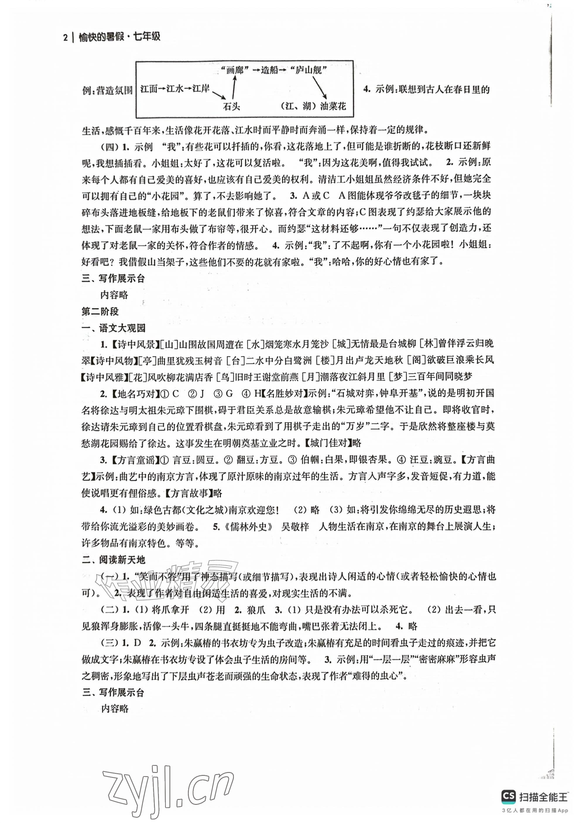2026年愉快的暑假南京出版社七年级&nbsp;参考答案第2页