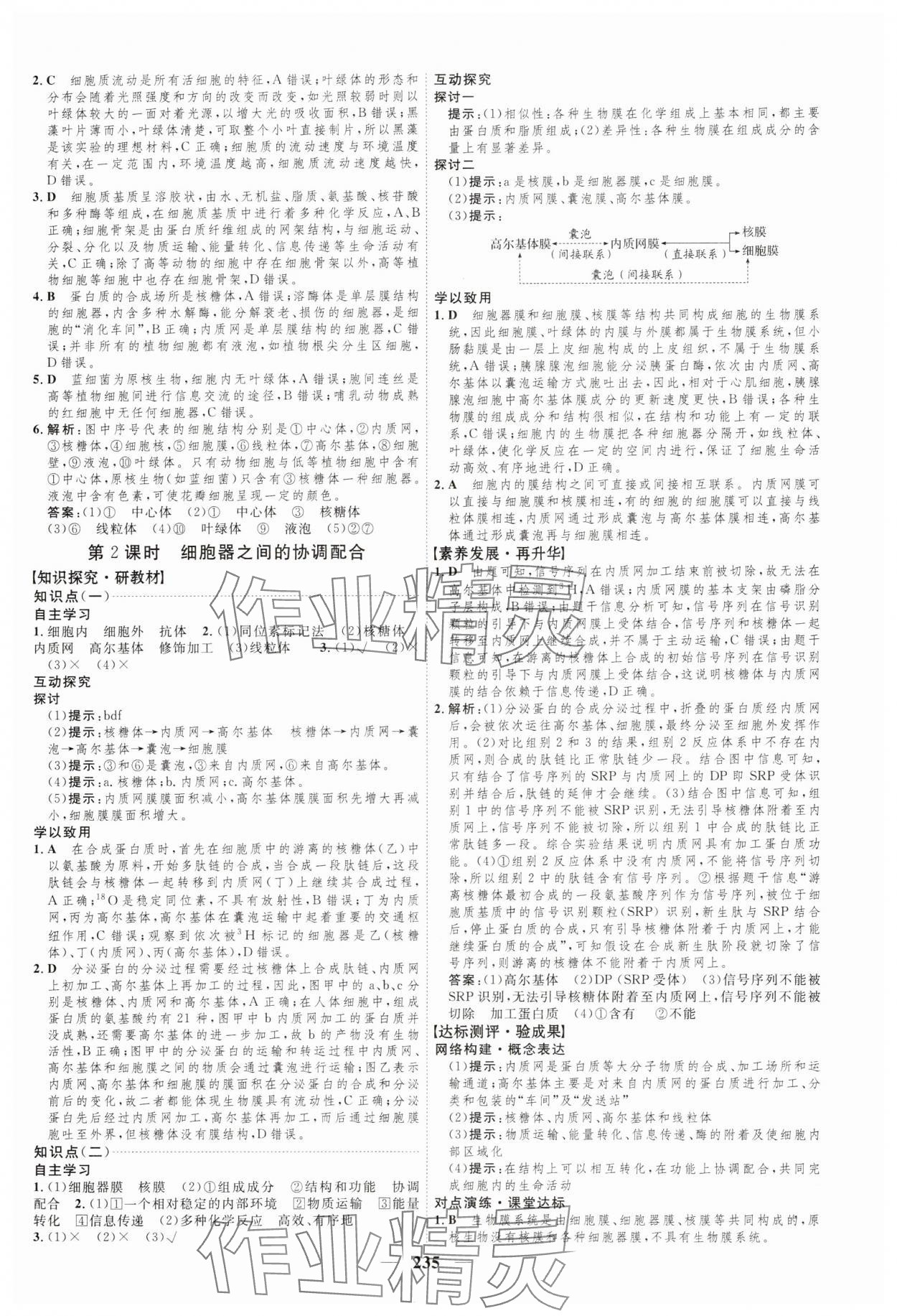 2023年三維設(shè)計(jì)生物學(xué)必修1分子與細(xì)胞 參考答案第11頁