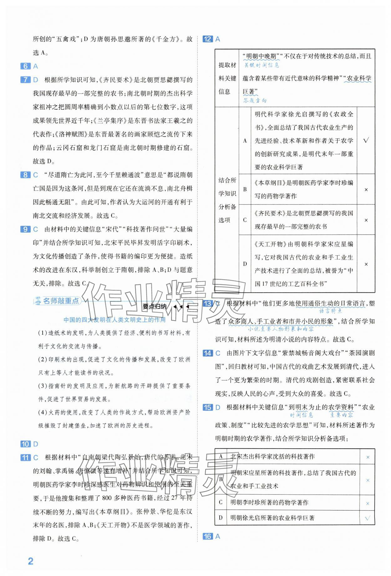 2024年金考卷中考45套匯編歷史河南專版紫色封面 參考答案第2頁