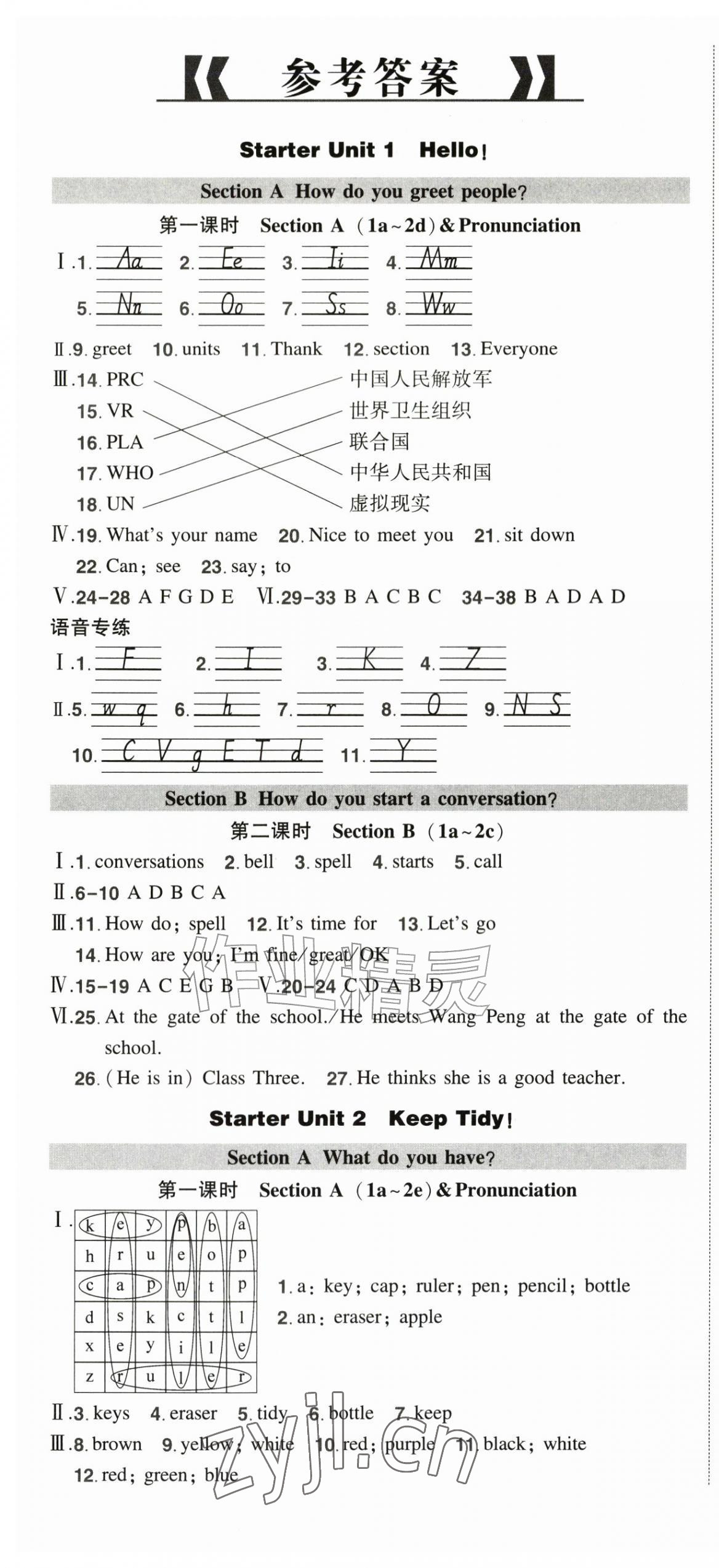 2026年状元成才路创优作业七年级英语上册人教版安徽专版&nbsp;第1页
