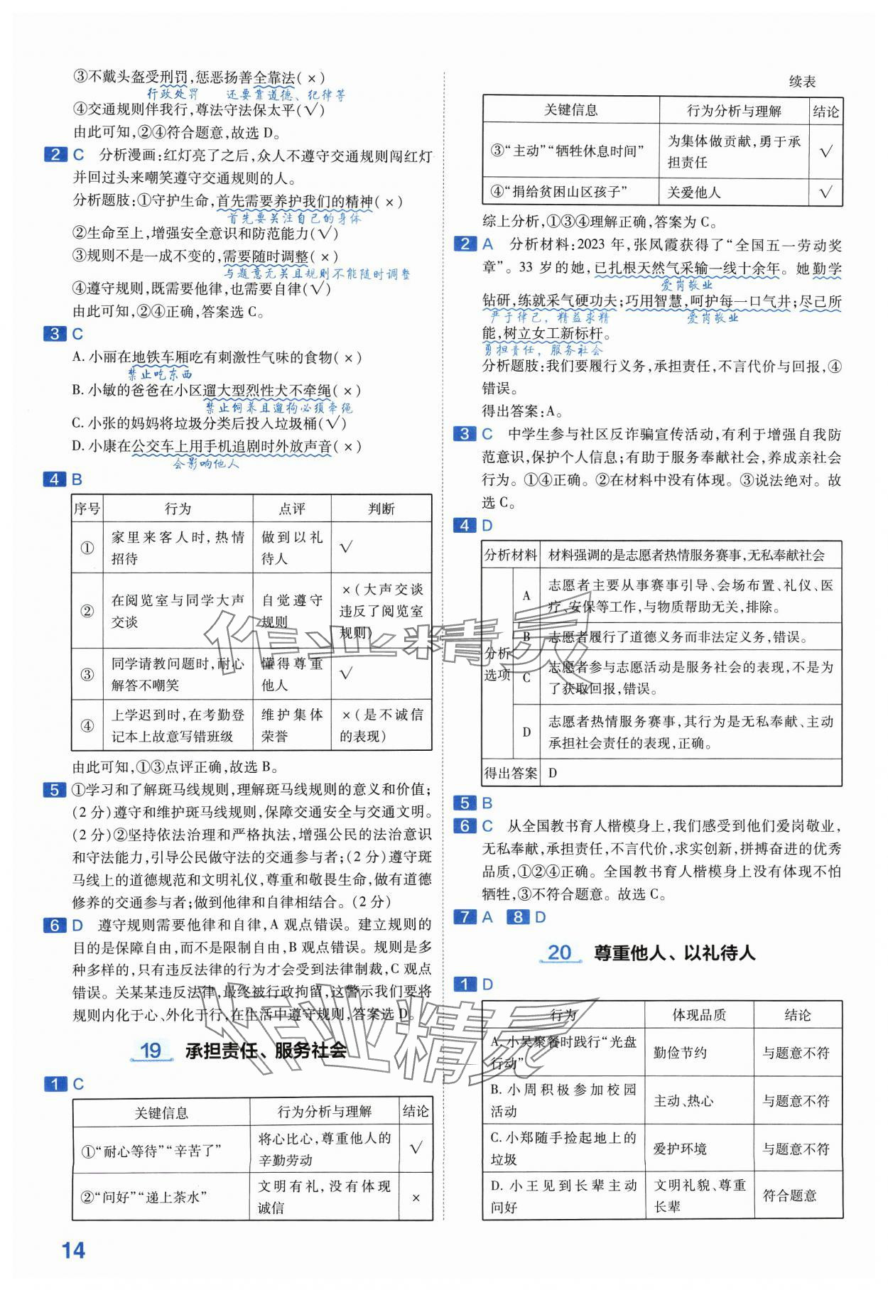 2024年金考卷中考45套匯編道德與法治河南專版紫色封面 參考答案第14頁(yè)