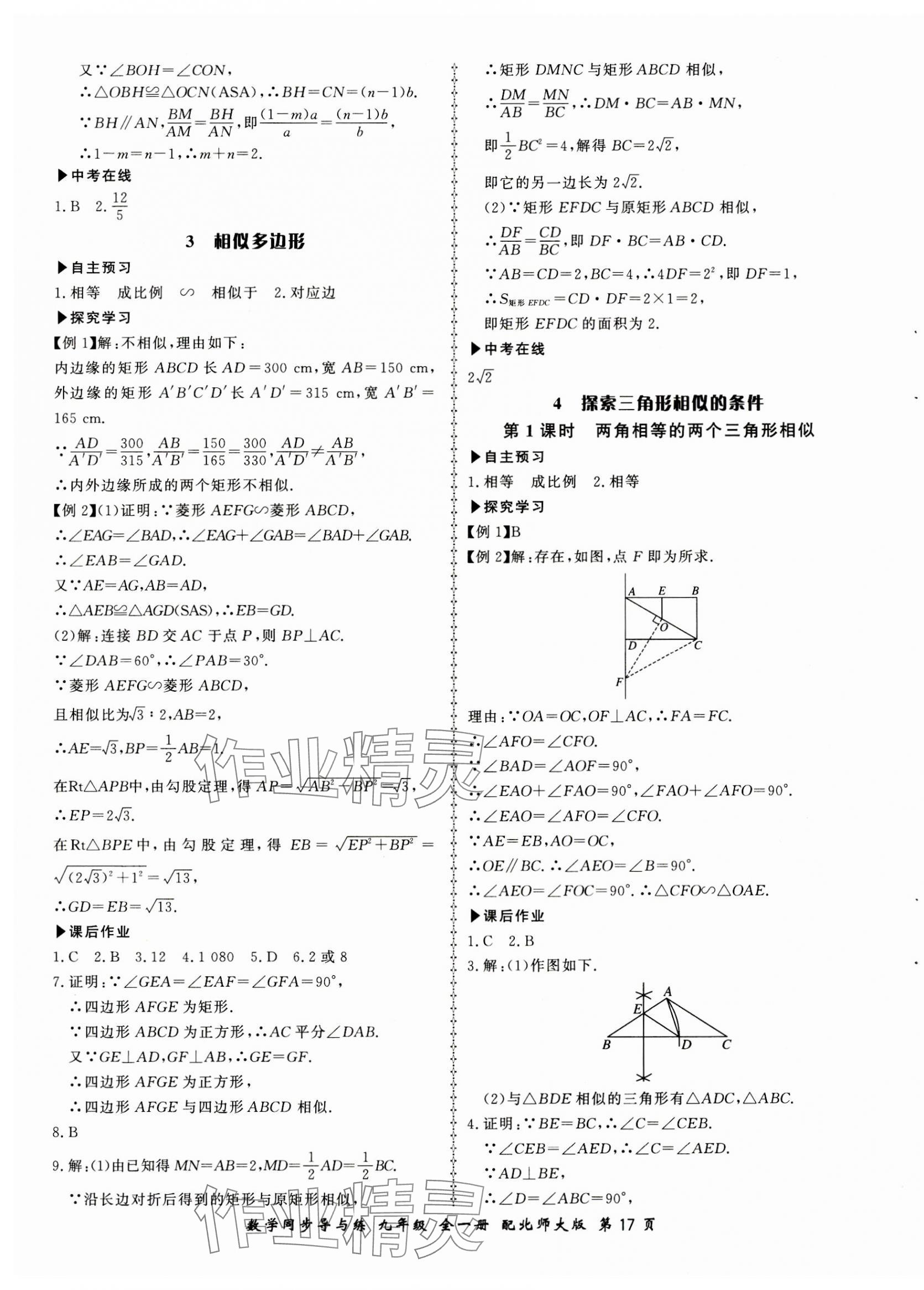 2023年新學(xué)案同步導(dǎo)與練九年級數(shù)學(xué)全一冊北師大版 第17頁