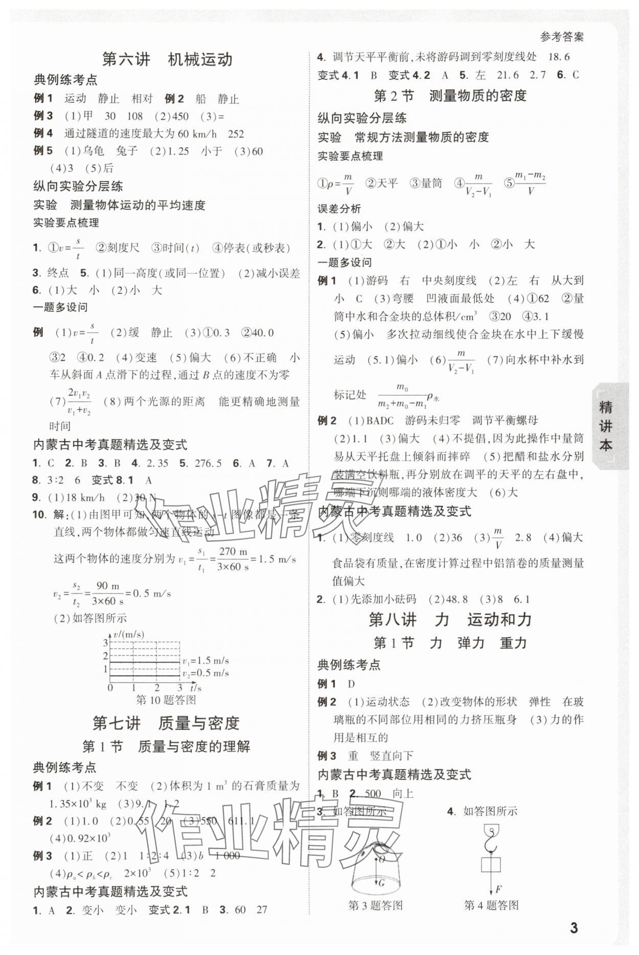 2025年萬(wàn)唯中考試題研究物理內(nèi)蒙古專版 參考答案第3頁(yè)