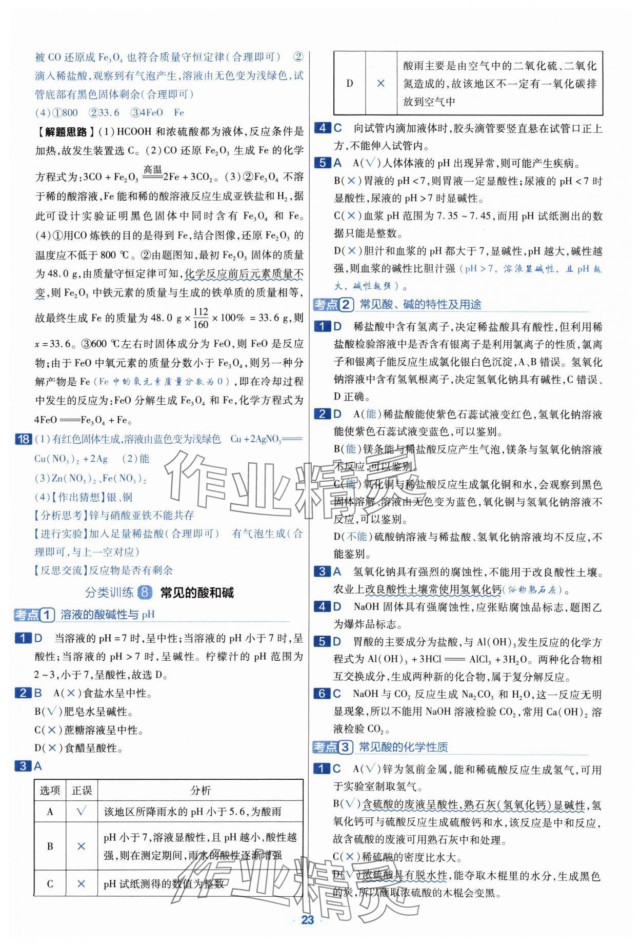 2024年金考卷中考真題分類(lèi)訓(xùn)練化學(xué) 參考答案第22頁(yè)