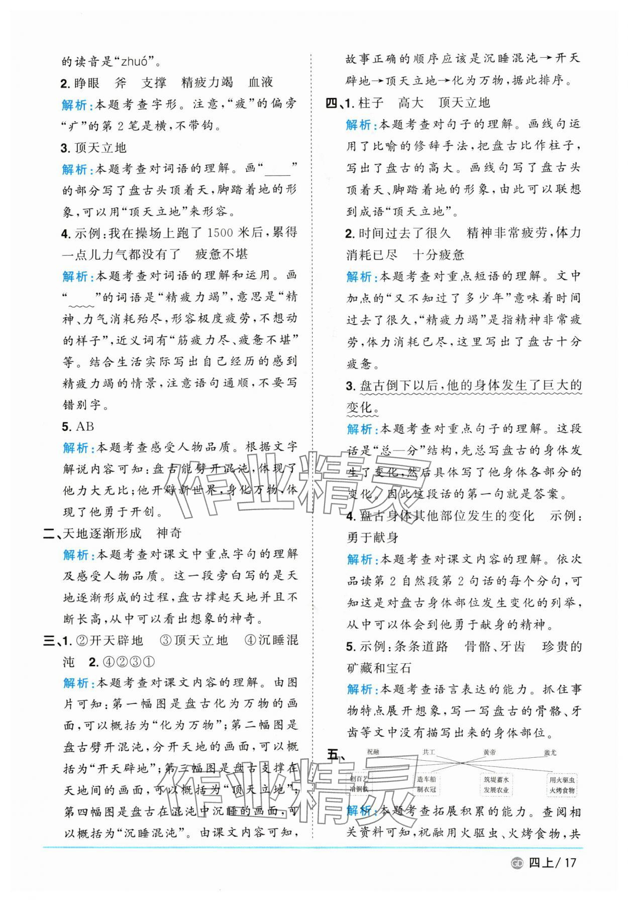 2024年陽(yáng)光同學(xué)課時(shí)優(yōu)化作業(yè)四年級(jí)語(yǔ)文上冊(cè)人教版廣東專版 參考答案第17頁(yè)