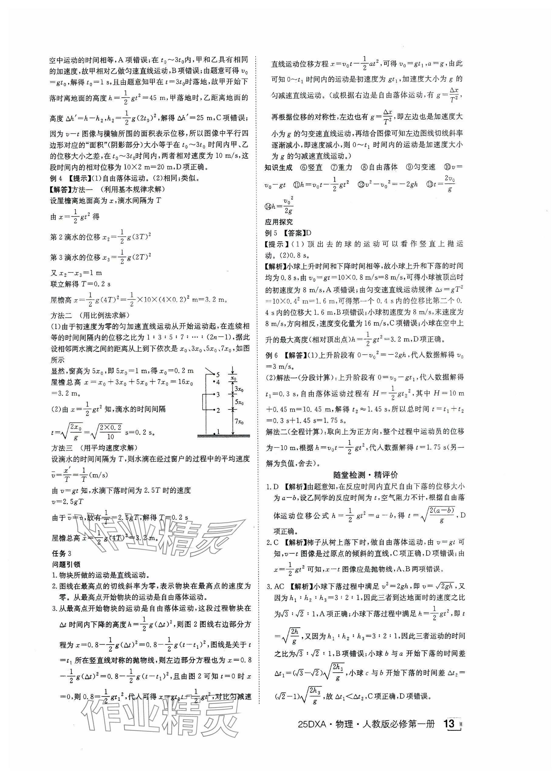 2024年金太陽導學案高中物理必修第一冊人教版 參考答案第13頁