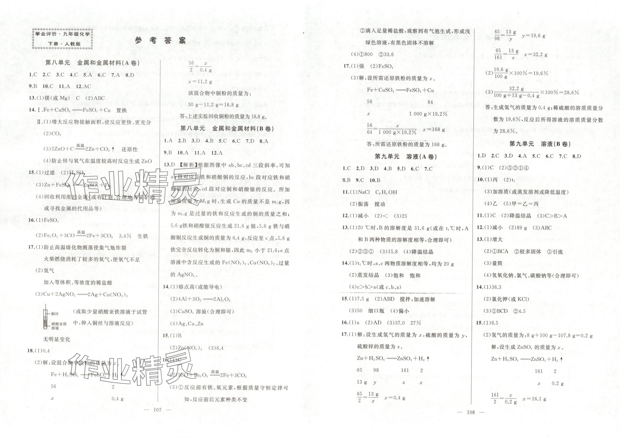 2025年诚成教育学业评价九年级化学下册人教版 第1页