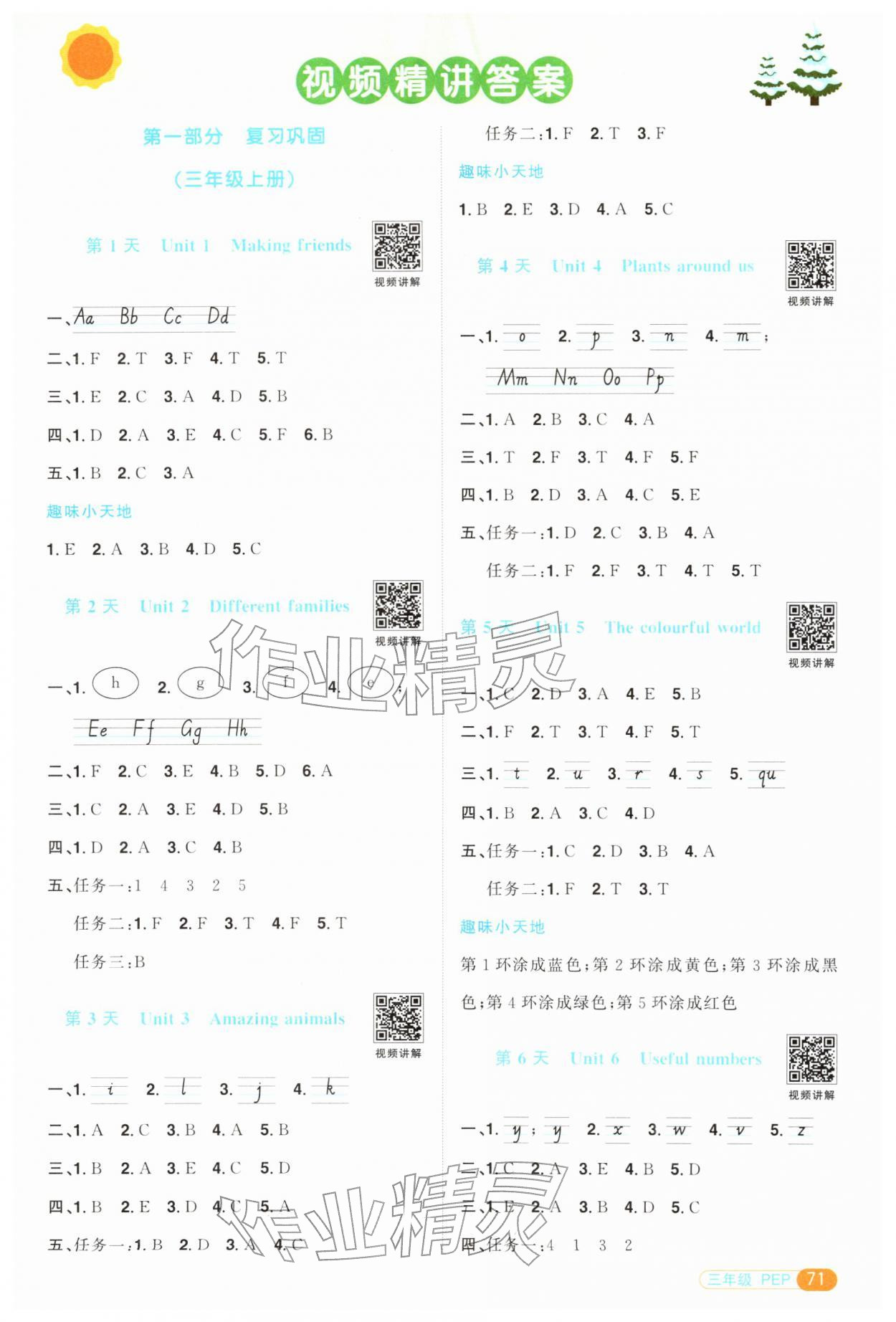 2026年阳光同学寒假衔接三年级英语人教版&nbsp;第1页