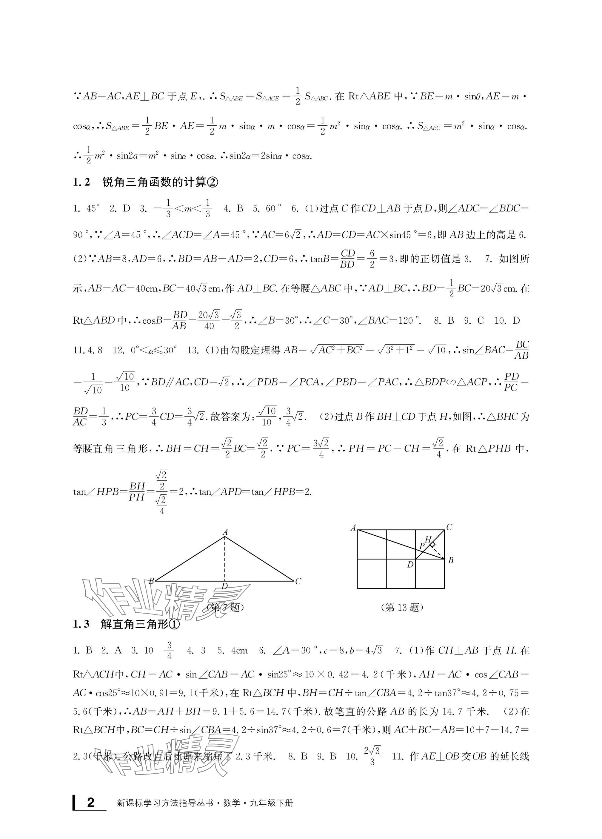 2025年新課標(biāo)學(xué)習(xí)方法指導(dǎo)叢書(shū)九年級(jí)數(shù)學(xué)下冊(cè)浙教版 參考答案第2頁(yè)