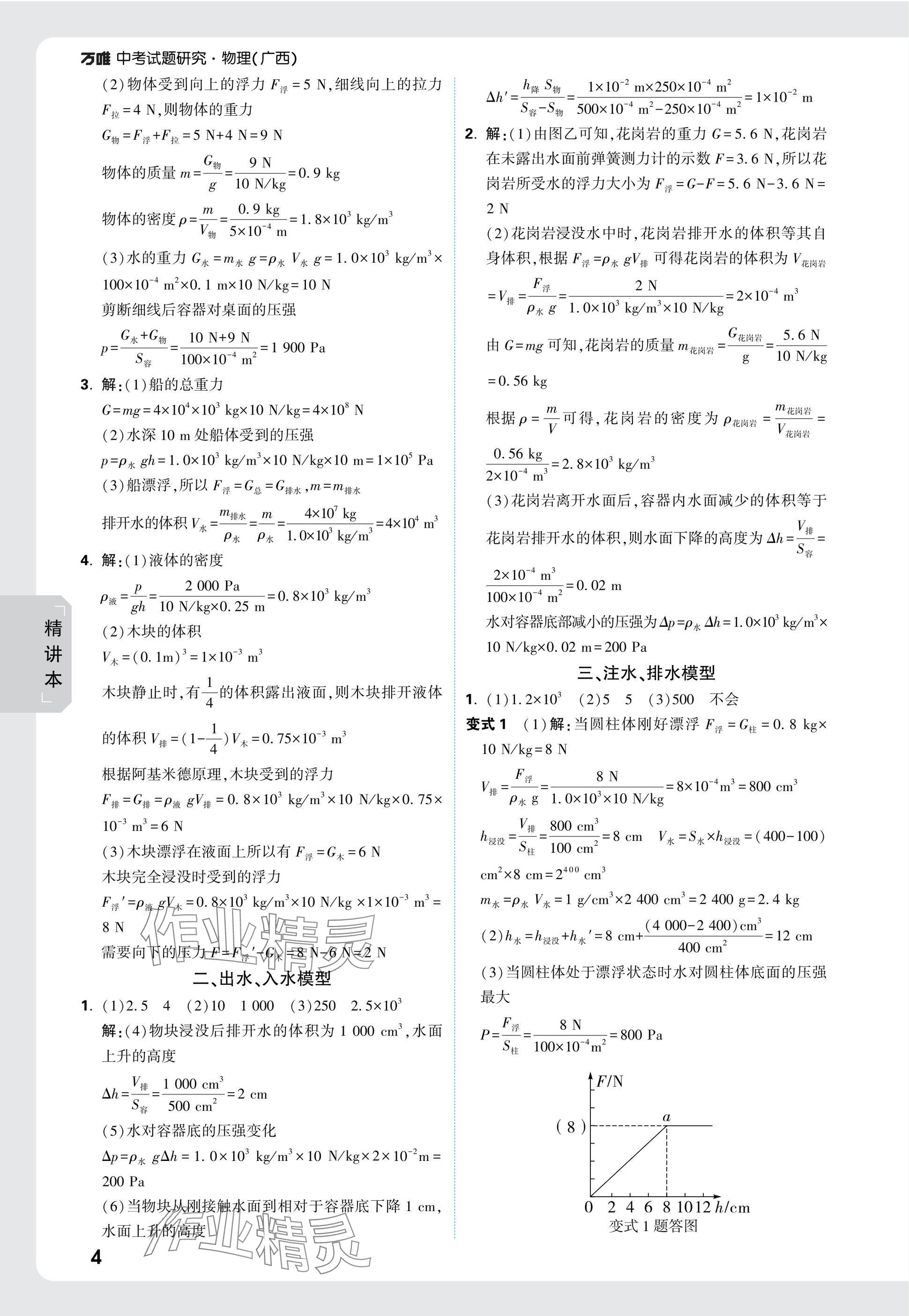 2025年萬唯中考試題研究物理廣西專版 參考答案第23頁