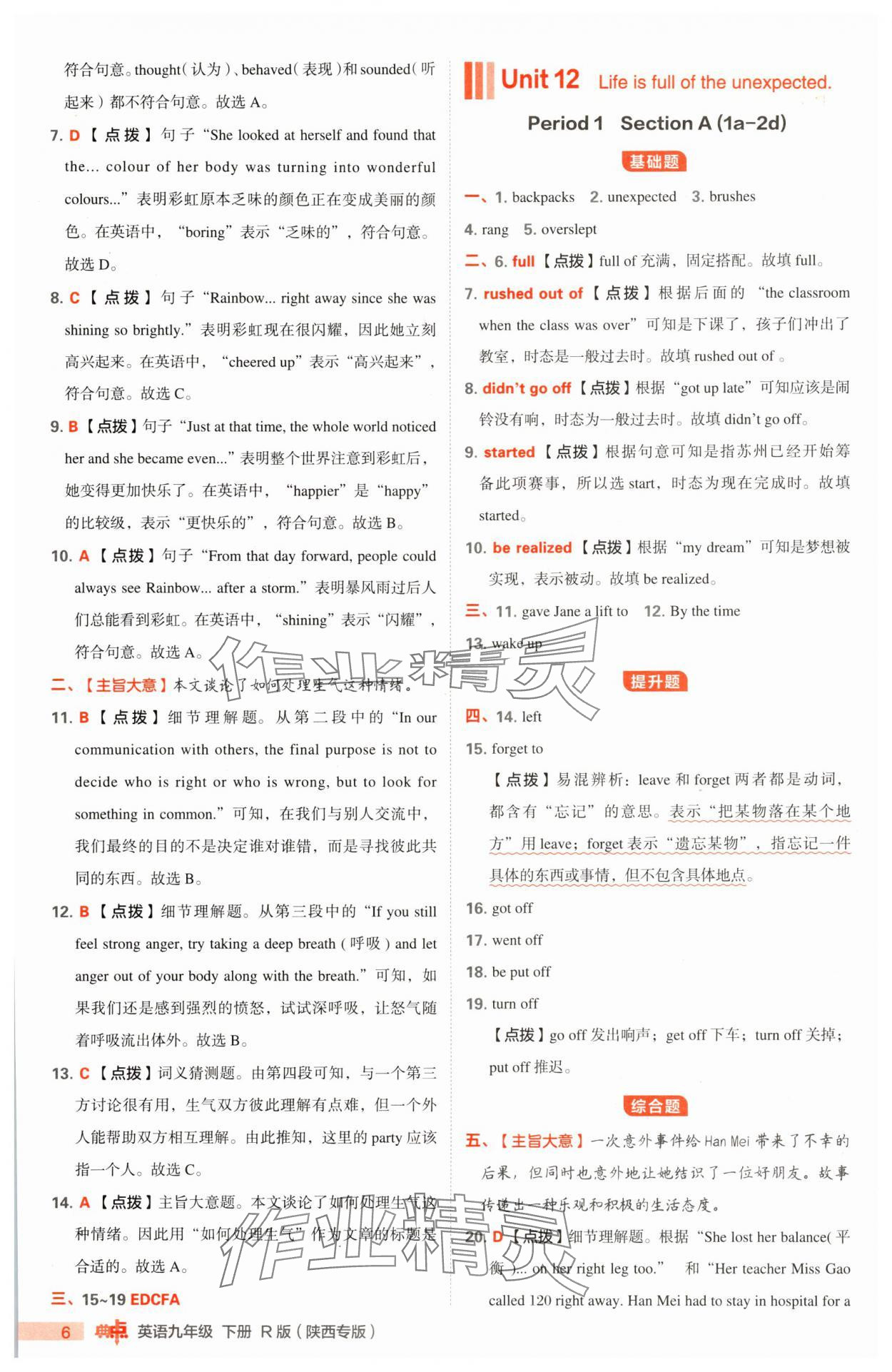 2025年综合应用创新题典中点九年级英语下册人教版陕西专版 参考答案第6页