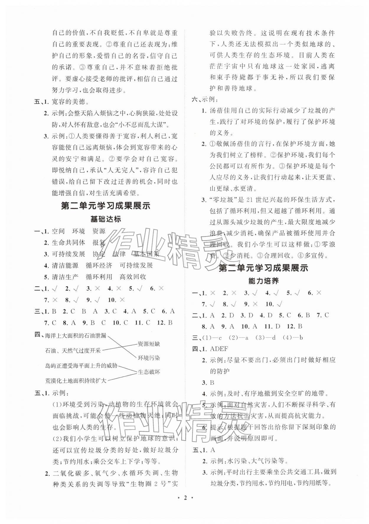 2026年同步练习册分层指导六年级道德与法治下册人教版&nbsp;第2页