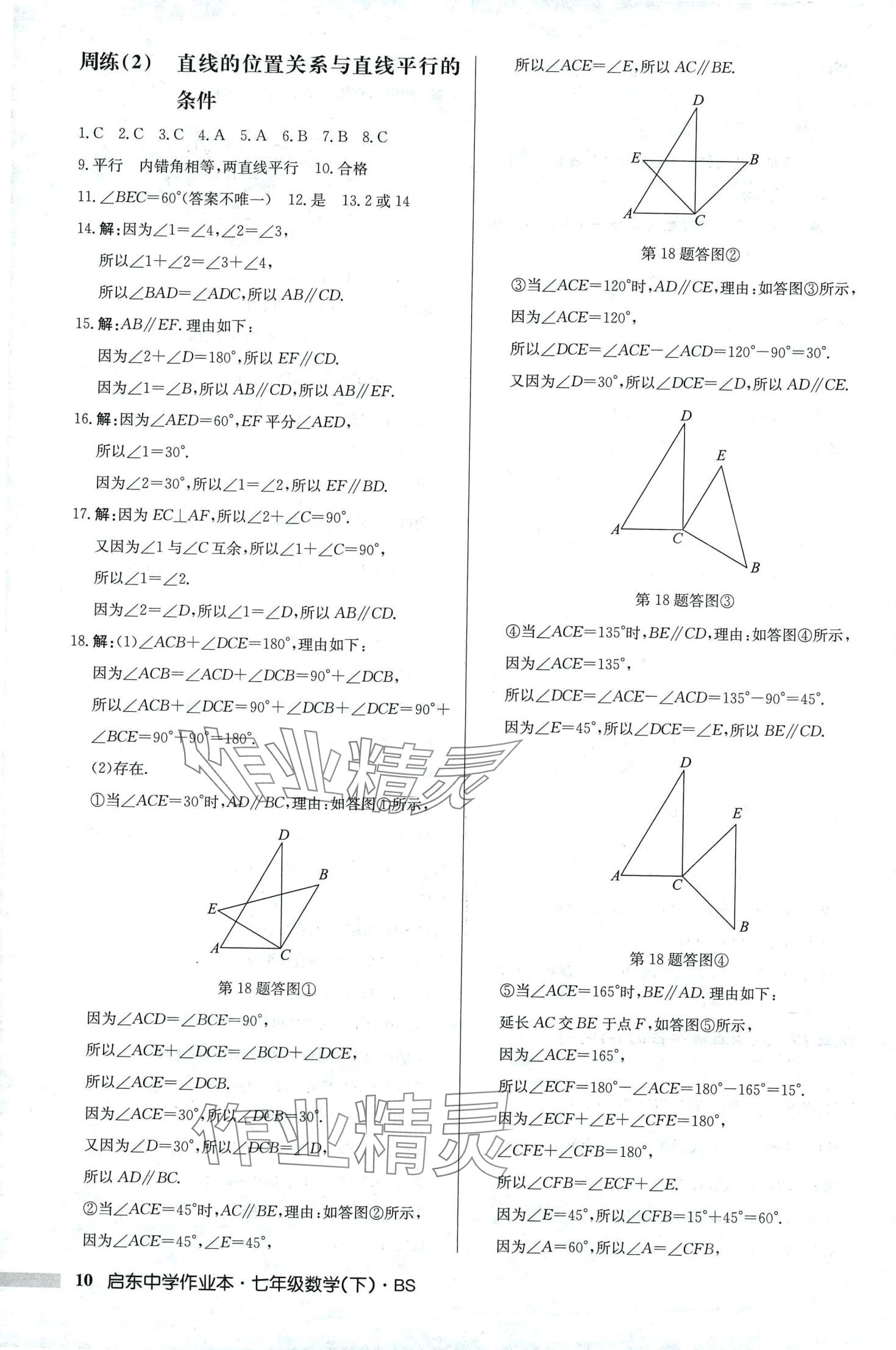 2024年啟東中學(xué)作業(yè)本七年級數(shù)學(xué)下冊北師大版 第10頁