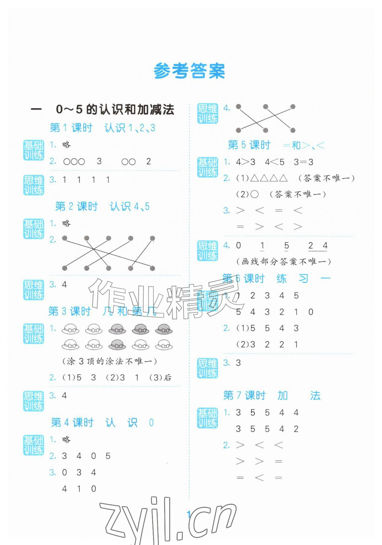 2026年口算大通关一年级数学上册苏教版&nbsp;第1页