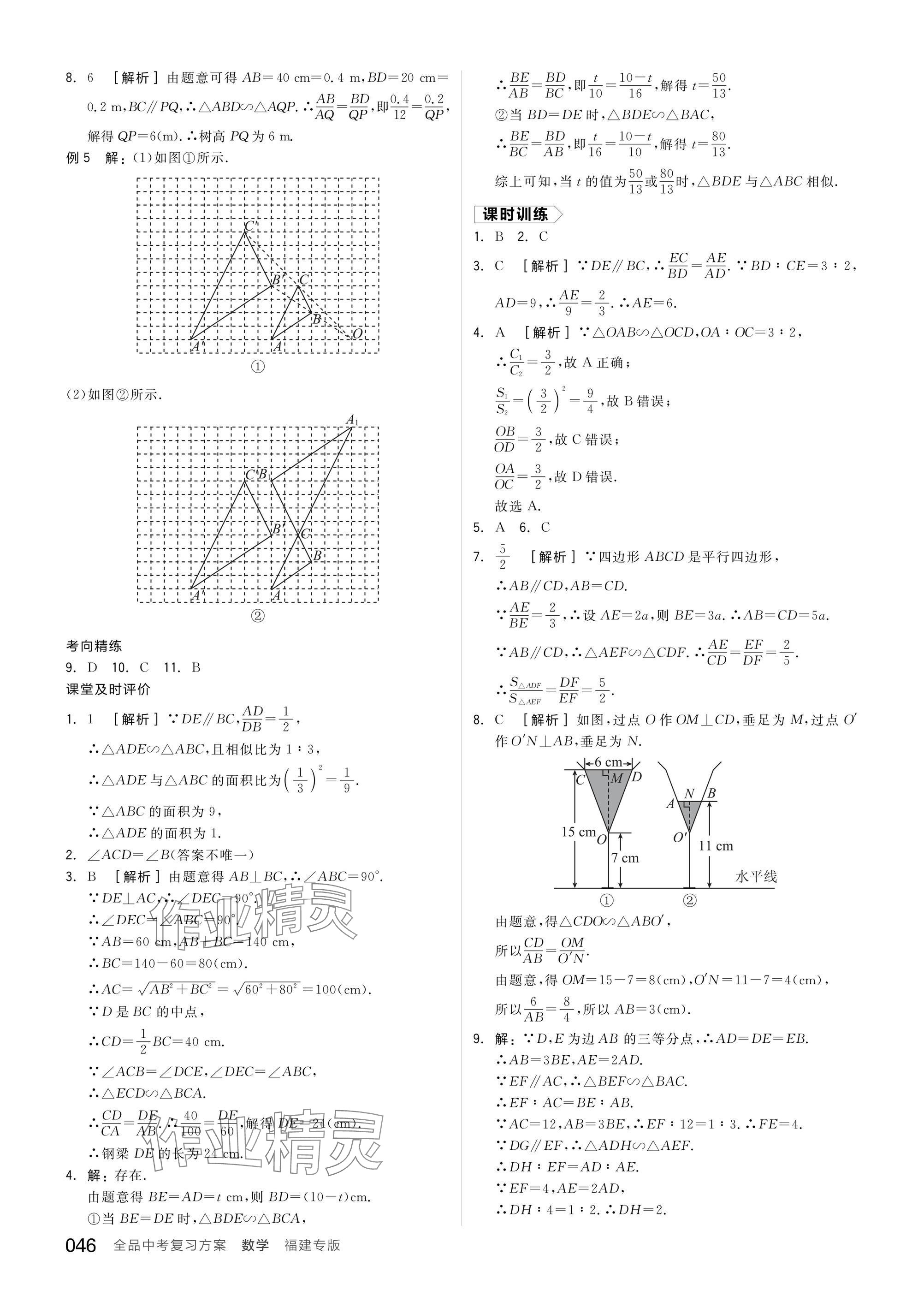 2025年全品中考復(fù)習(xí)方案數(shù)學(xué)聽(tīng)課手冊(cè)福建專版 參考答案第46頁(yè)