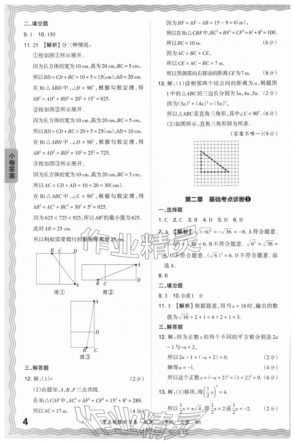 2024年王朝霞考点梳理时习卷八年级数学上册北师大版 第4页