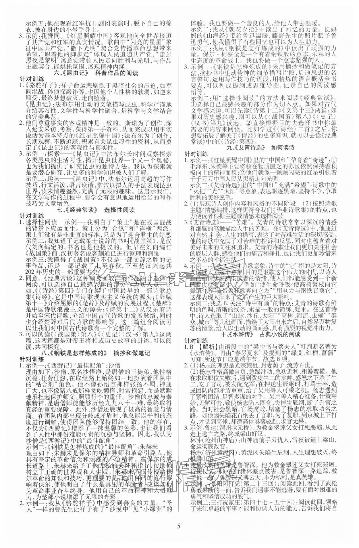 2025年暢行中考語文中考廣西專版 參考答案第5頁