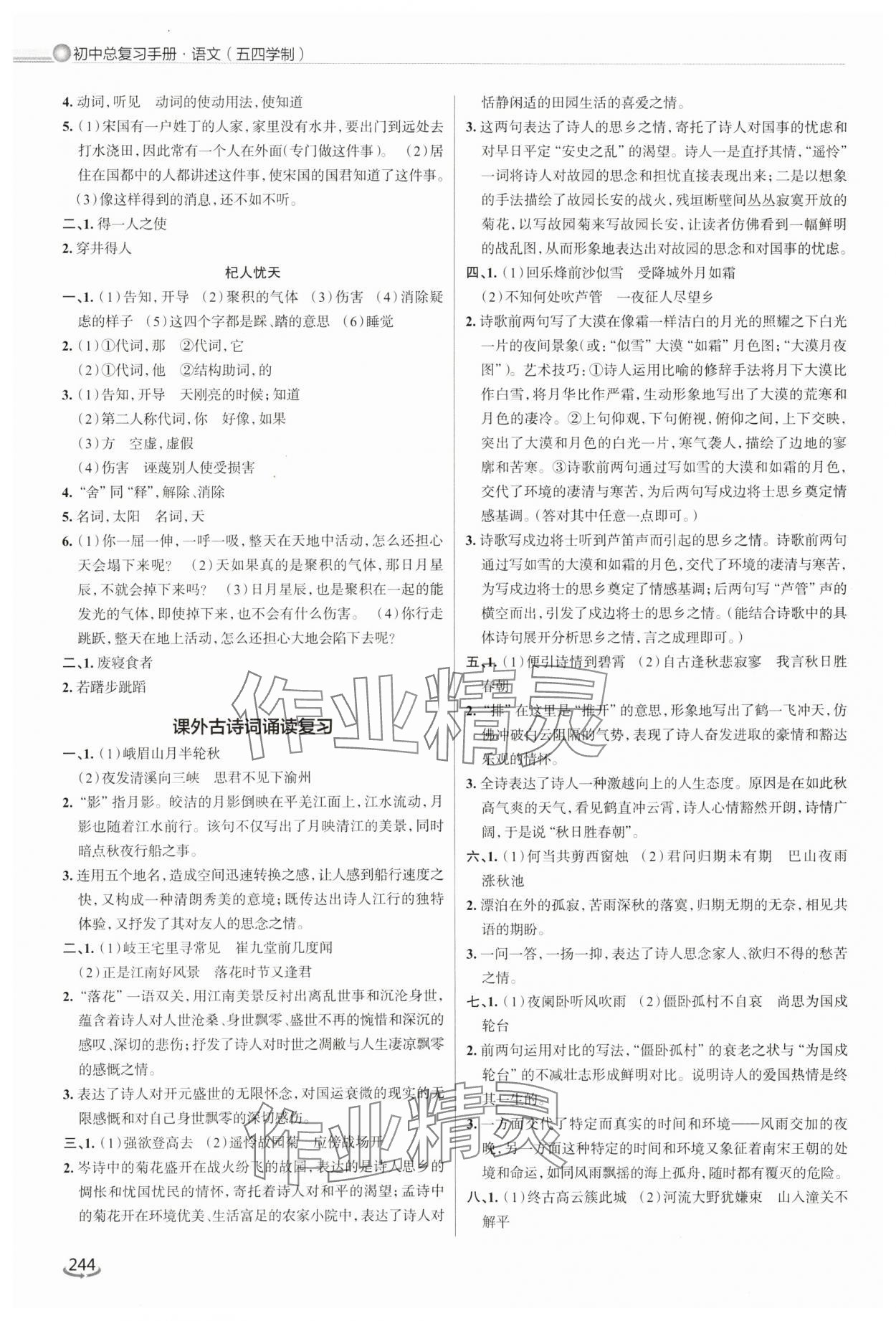 2025年初中总复习手册泰山出版社语文人教版54制&nbsp;第6页