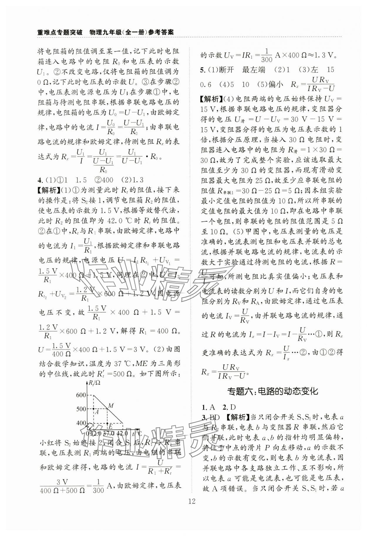 2024年重难点专题突破九年级物理全一册教科版&nbsp;第12页