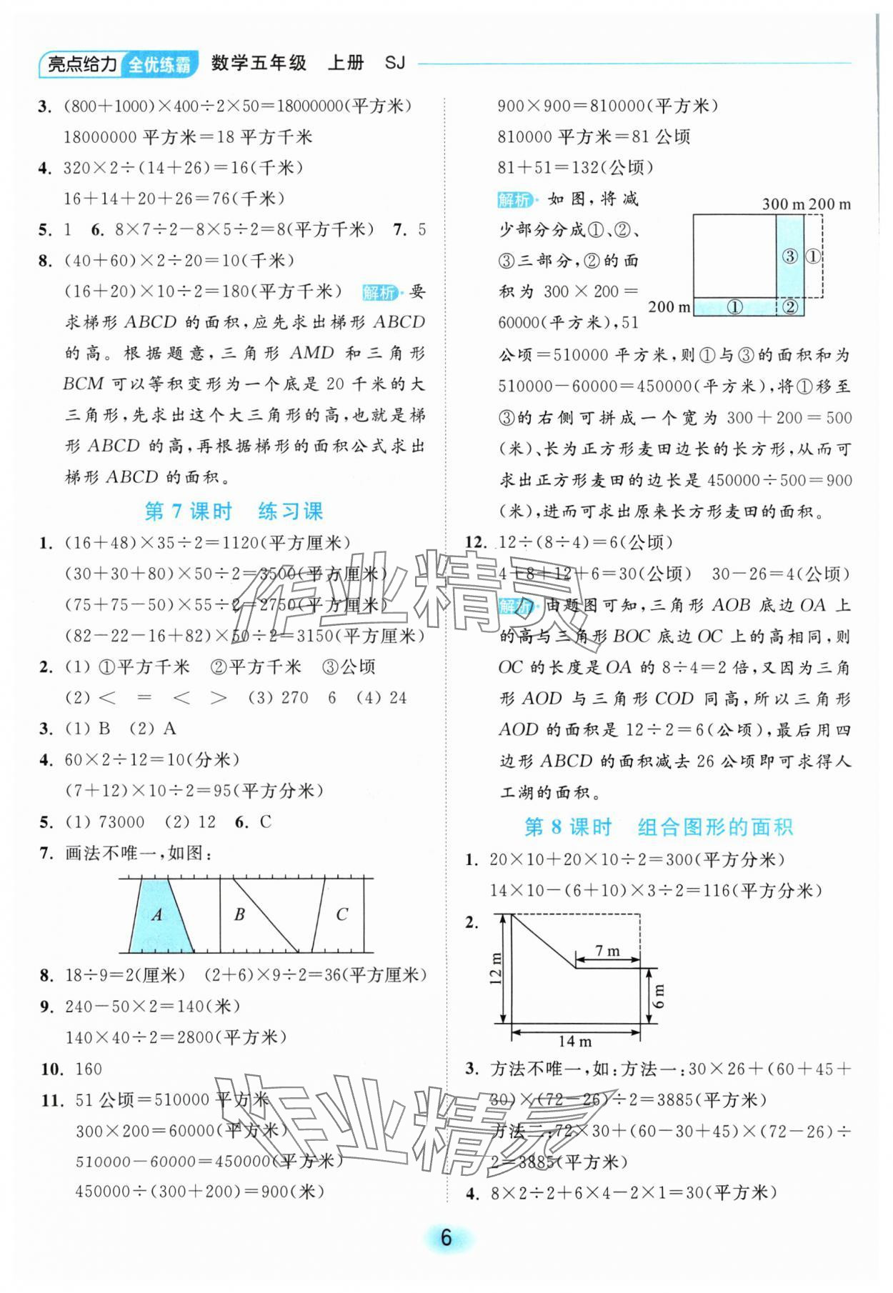 2024年亮點給力全優(yōu)練霸五年級數(shù)學上冊蘇教版 參考答案第6頁