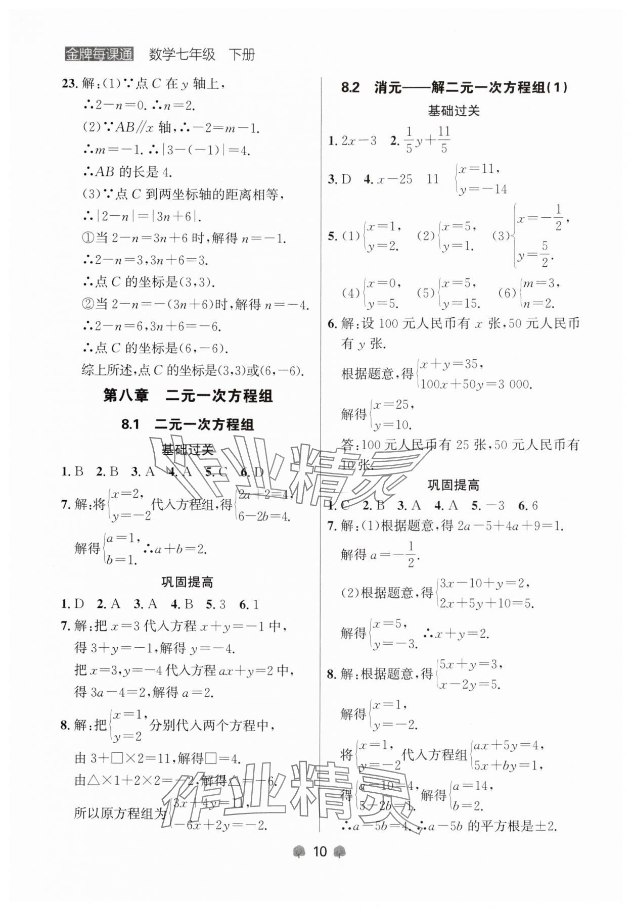 2024年點(diǎn)石成金金牌每課通七年級數(shù)學(xué)下冊人教版遼寧專版 第10頁